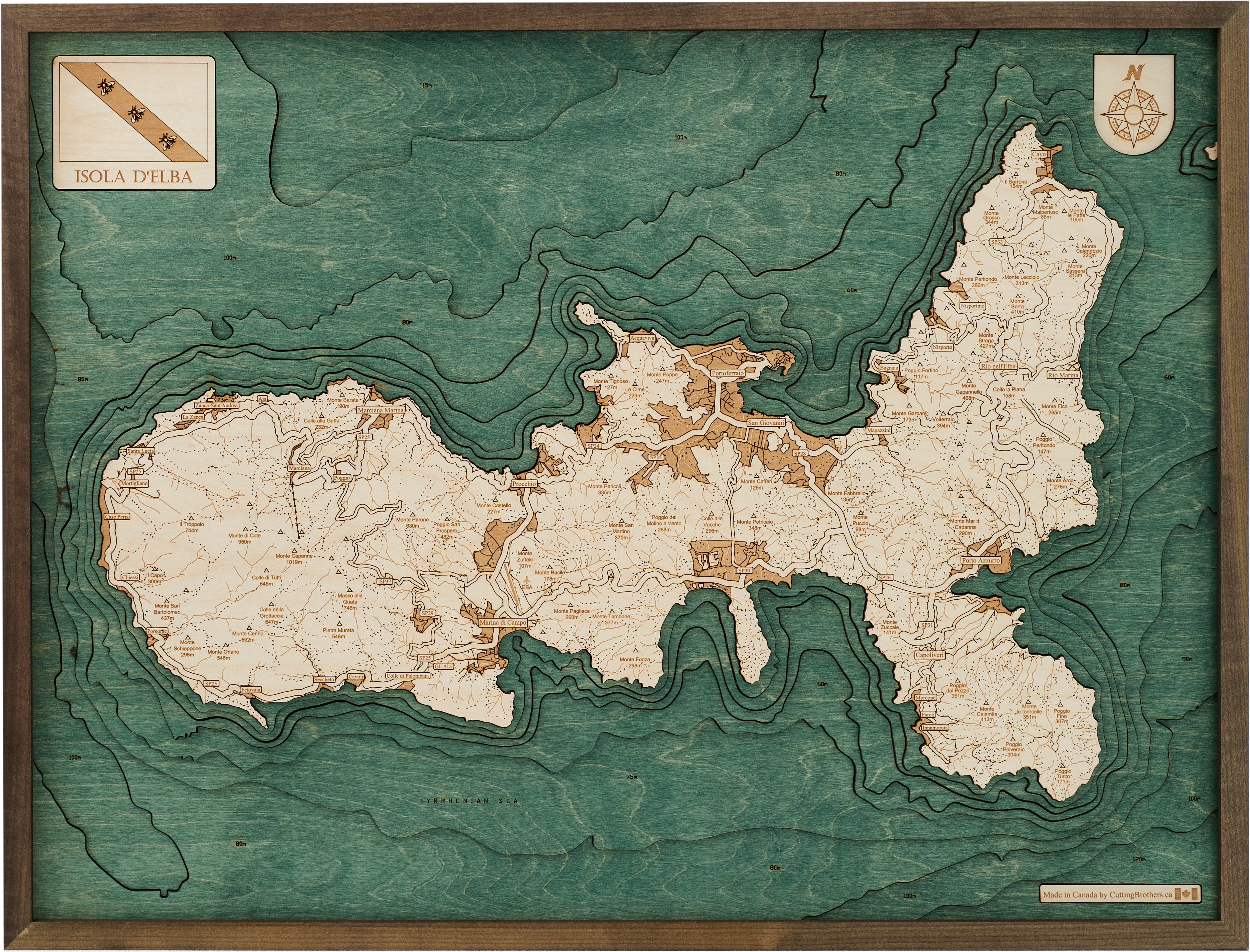 ELBA 3D Holz Wandkarte - Version L