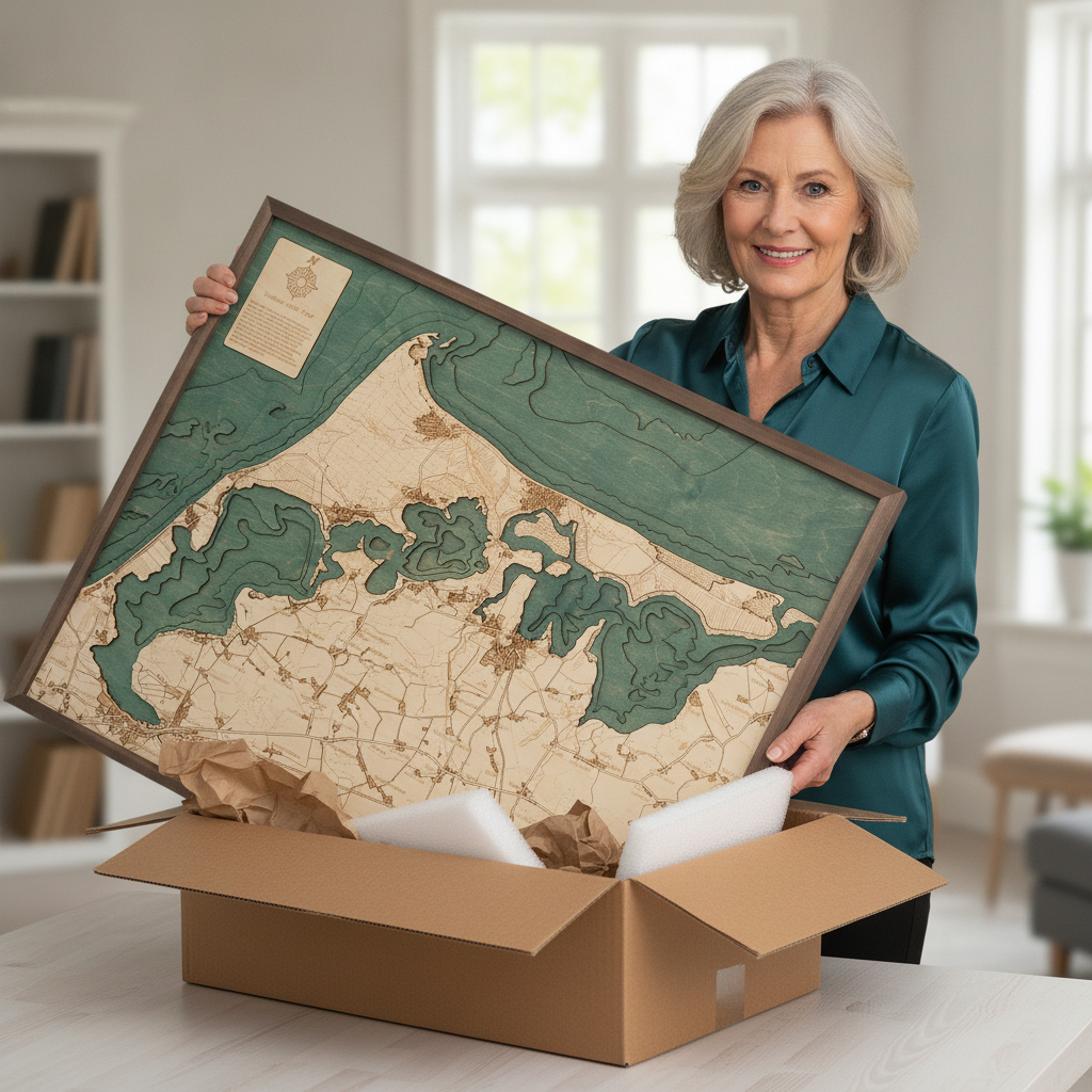 FISCHLAND-DARß-ZINGST 3D Holz Wandkarte - Version L