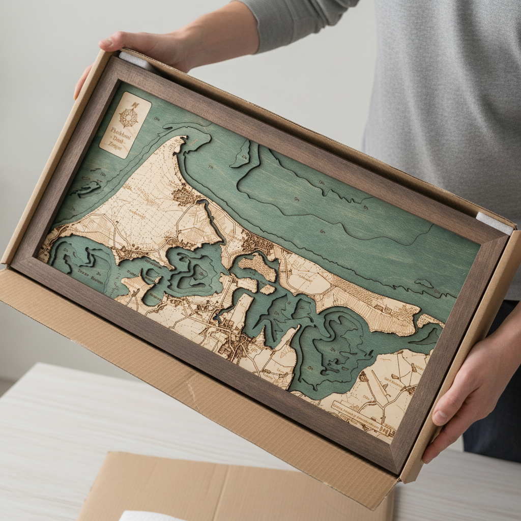 FISCHLAND-DARß-ZINGST 3D Holz Wandkarte - Version S