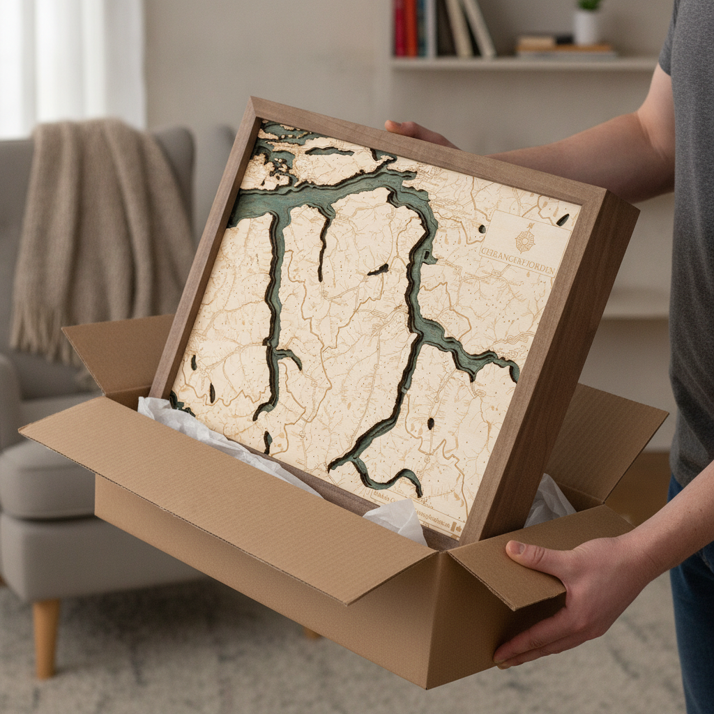 GEIRANGER FJORD 3D Holz Wandkarte - Version S