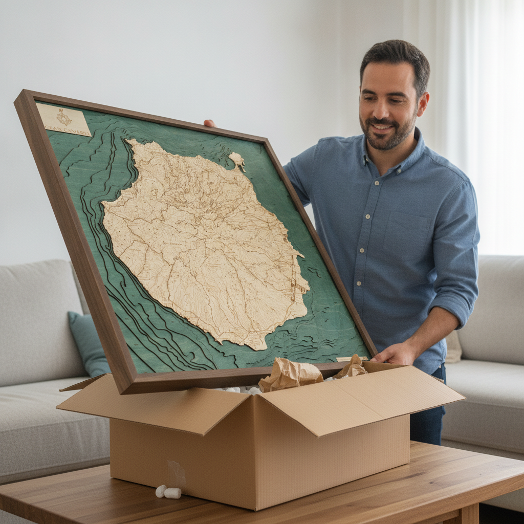 GRAN CANARIA 3D Holz Wandkarte - Version L