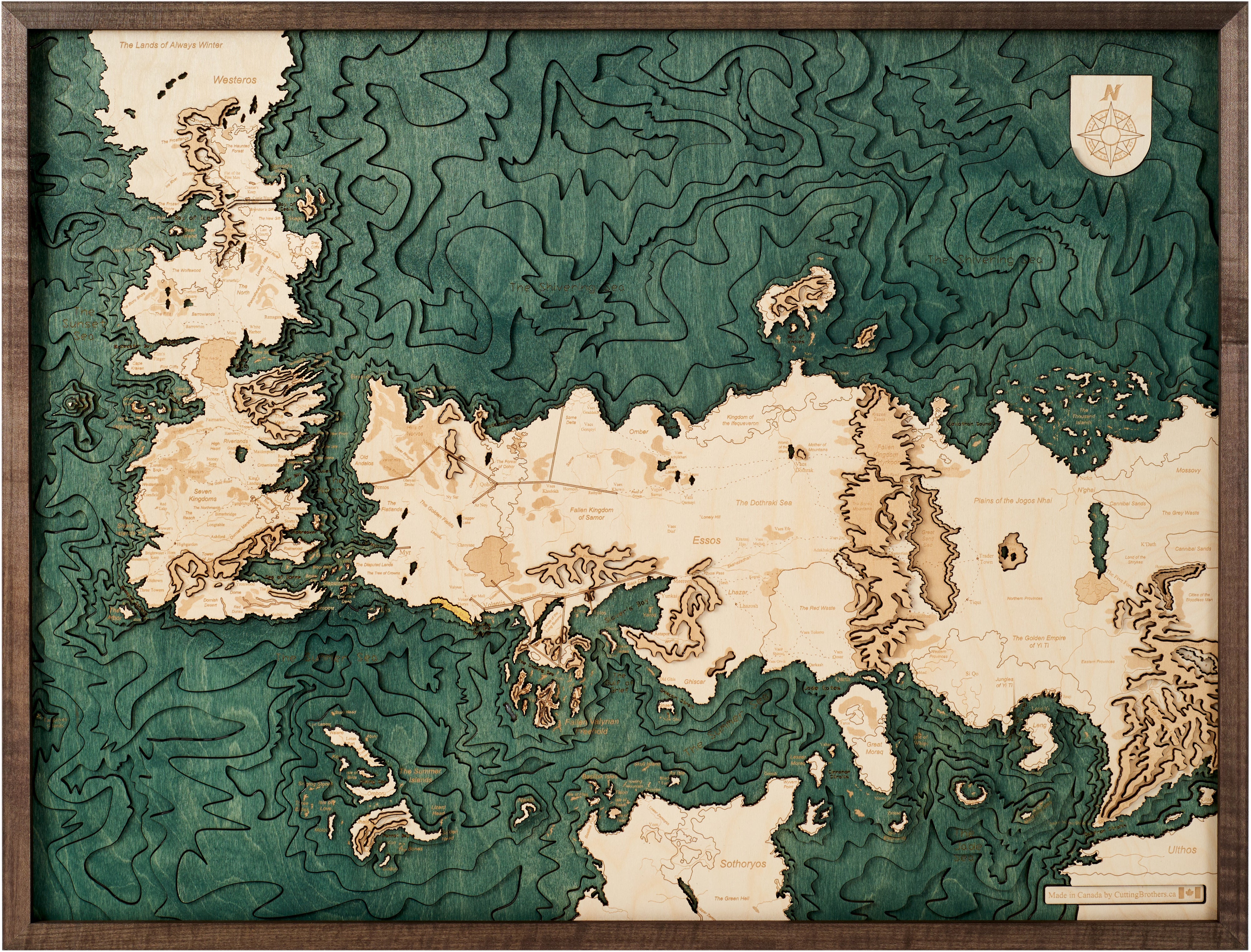 GOT WORLD 3D Wooden Wall Map - Version L