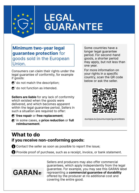 Gesetzliche Gewährleistung / Legal Guarantee