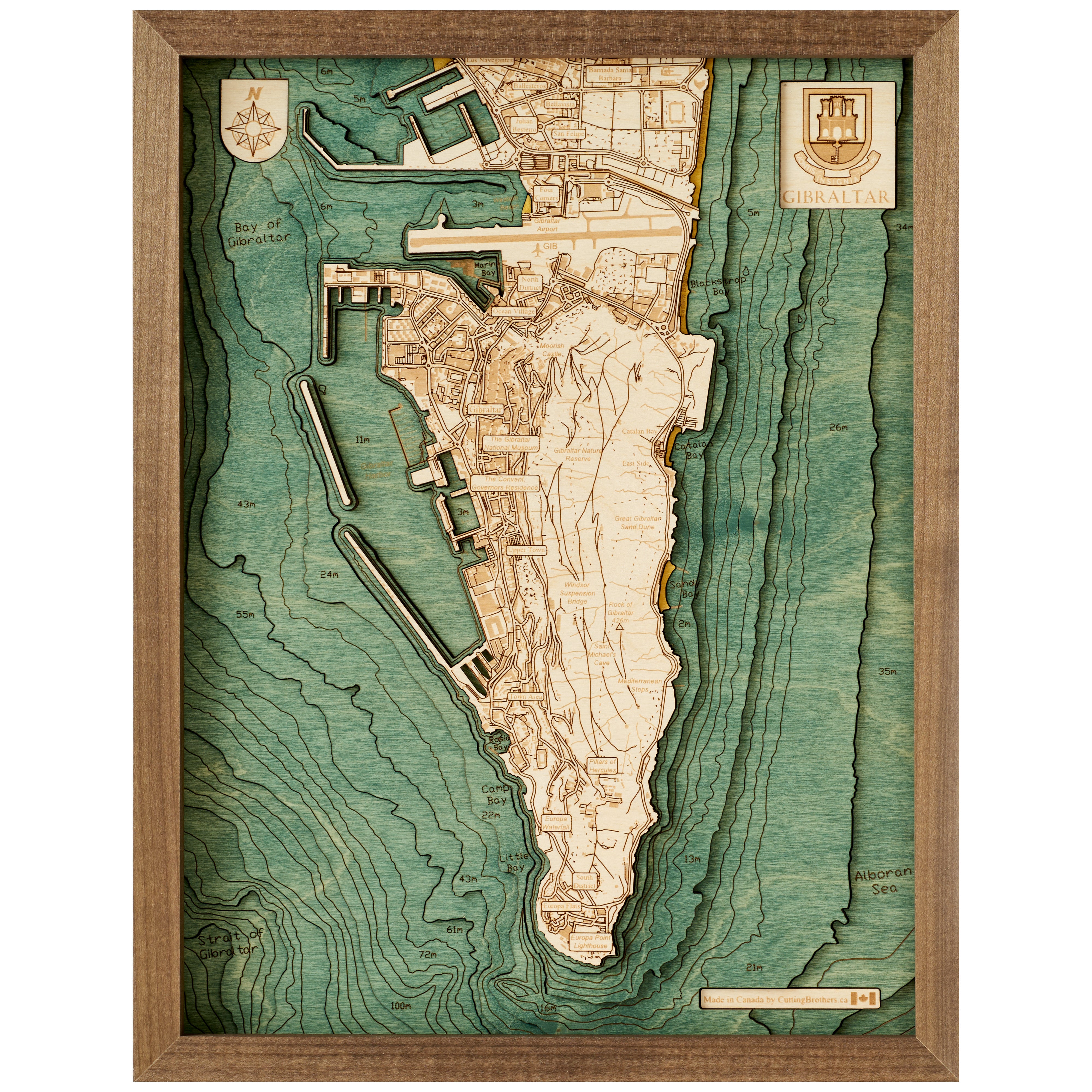 GIBRALTAR 3D Wooden Wall Map - Version L