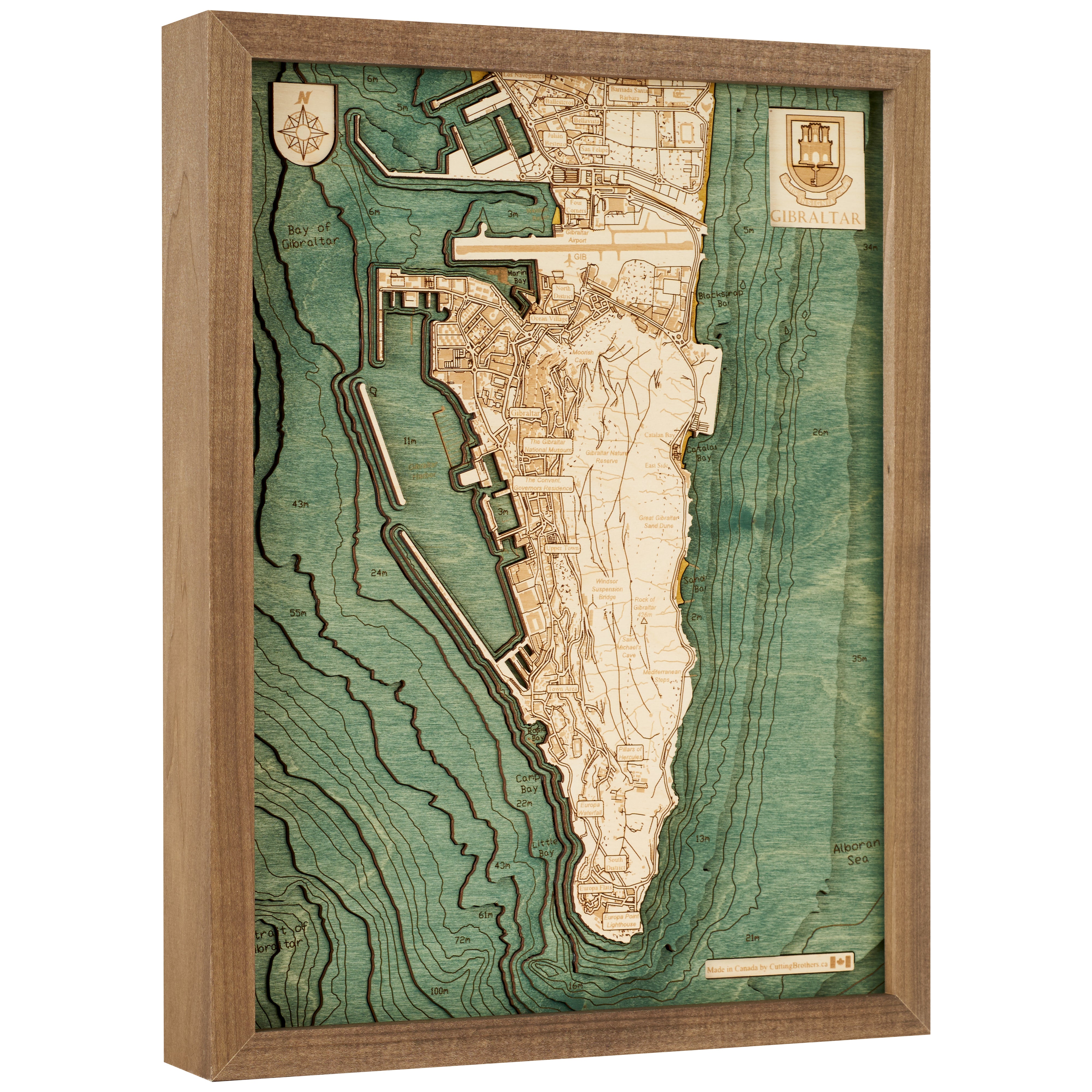 GIBRALTAR 3D Wooden Wall Map - Version L
