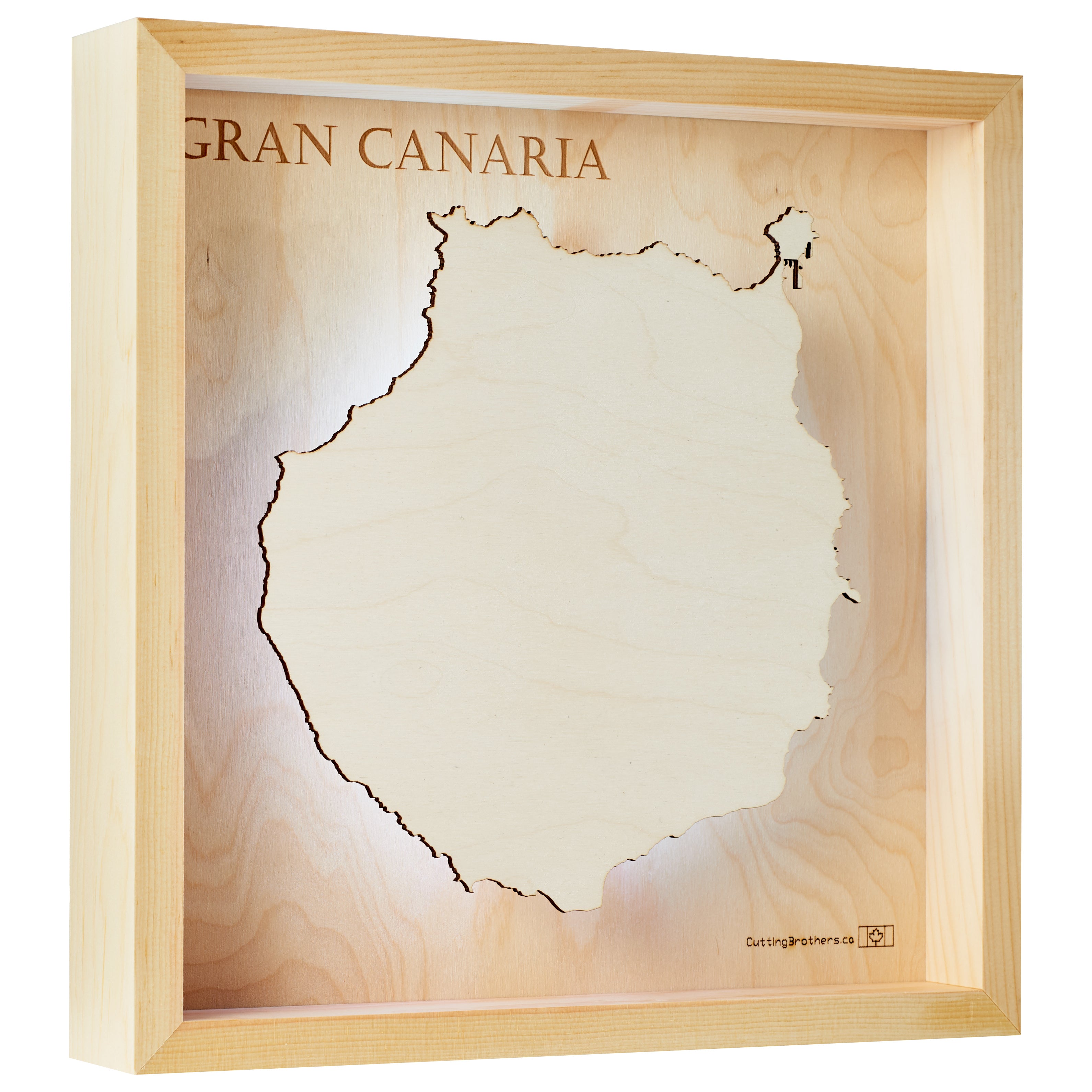 GRAN CANARIA -  3D Holz INSEL LICHT KARTE (LED) - lieferbar ab Oktober 2025