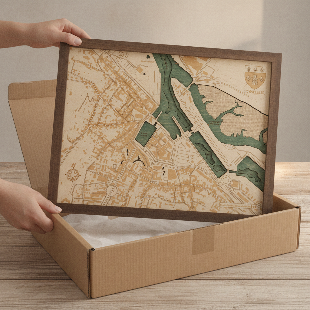 HONFLEUR 3D Holz Wandkarte - Version S