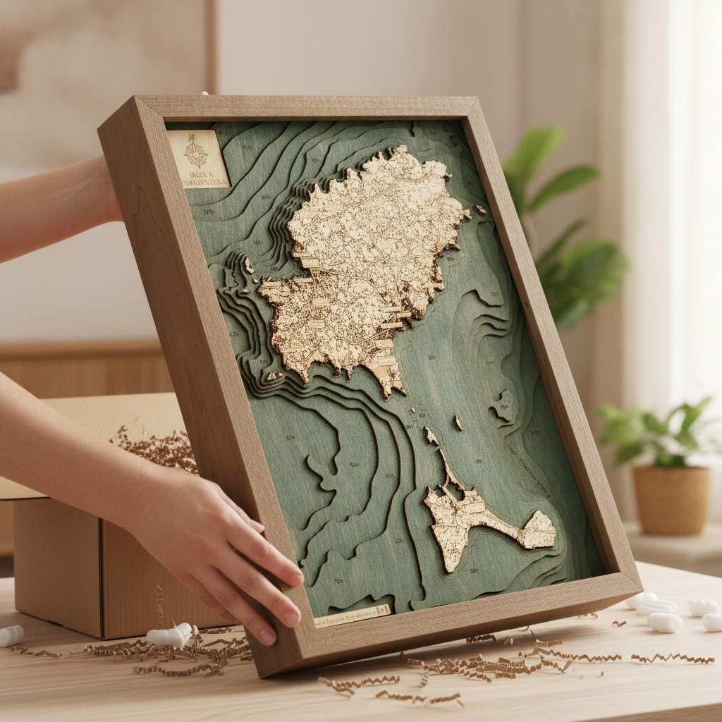 IBIZA/FORMENTERA 3D Holz Wandkarte - Version S