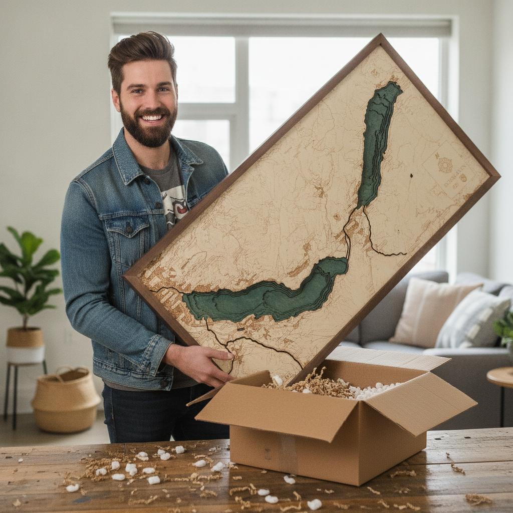 INTERLAKEN 3D Holz Wandkarte - Version L