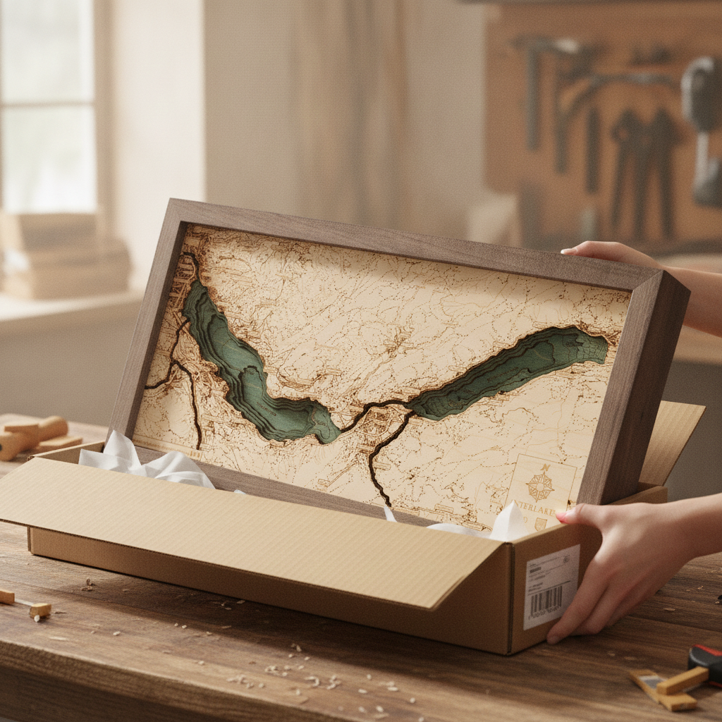 INTERLAKEN THUNERSEE BRIENZERSEE 3D Holz Wandkarte - Version S