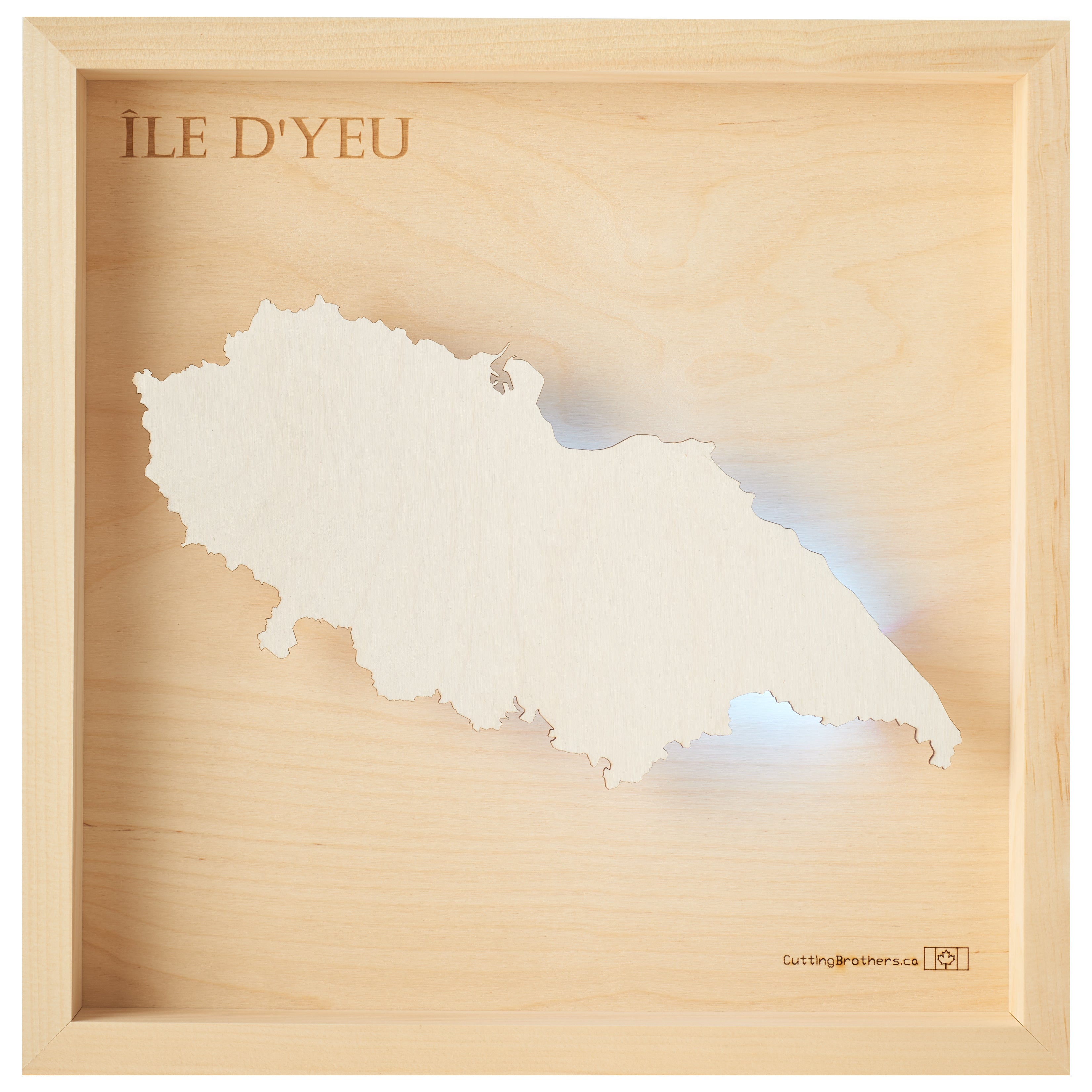 ILE D`YEU -  3D Holz INSEL LICHT KARTE (LED) - lieferbar ab Oktober 2025