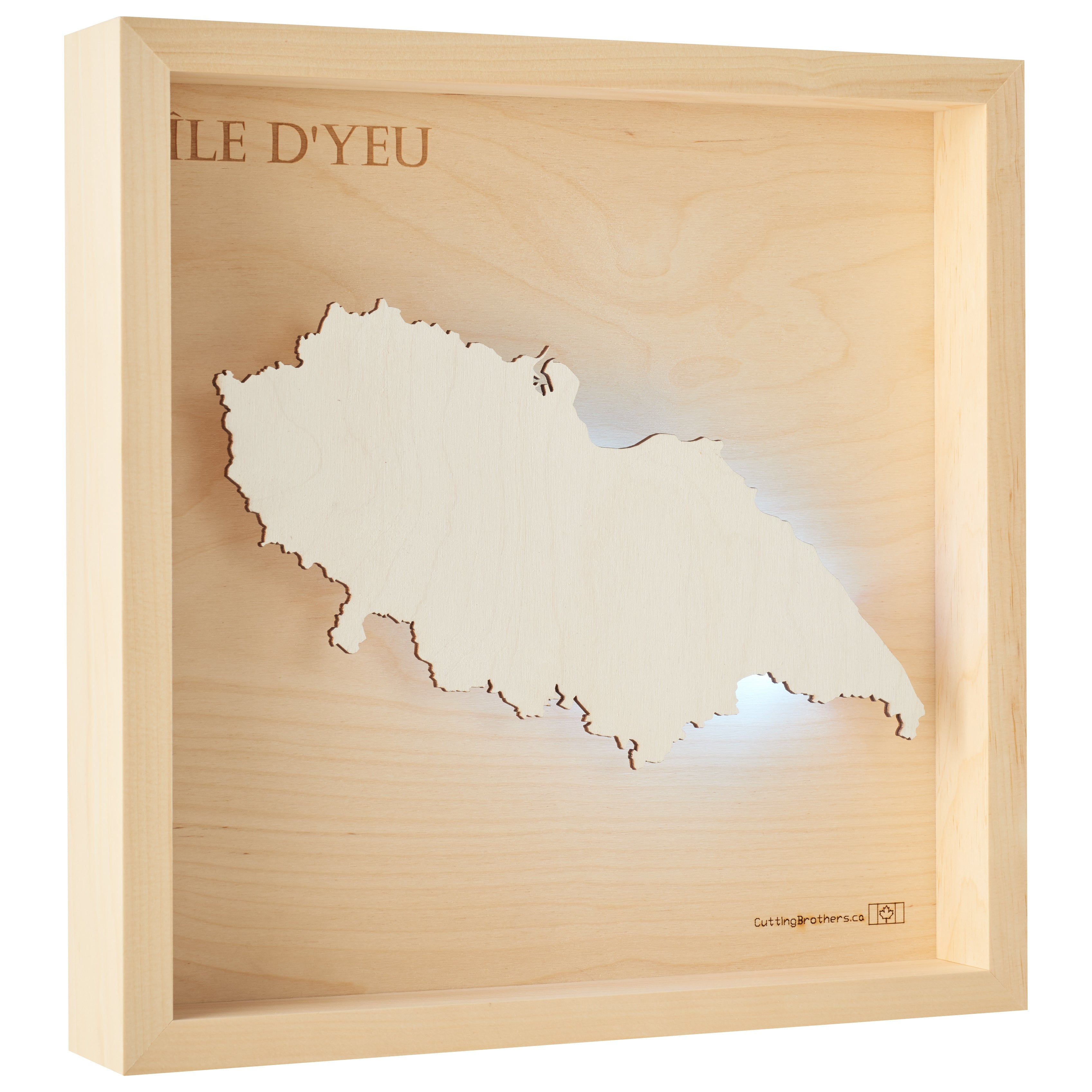 ILE D`YEU -  3D Holz INSEL LICHT KARTE (LED) - lieferbar ab Oktober 2025