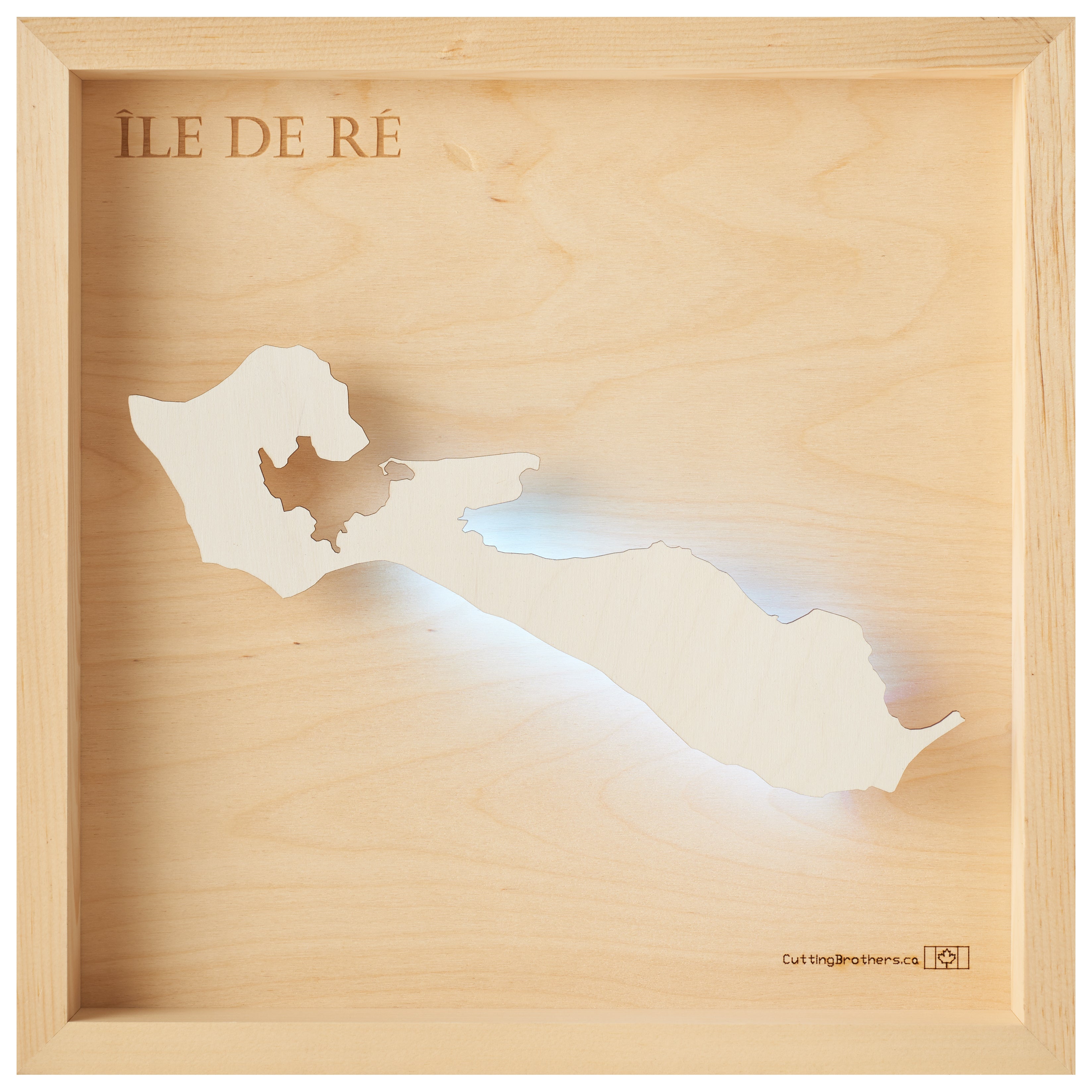 ILE DE RE -  3D Holz INSEL LICHT KARTE (LED) - lieferbar ab Oktober 2025