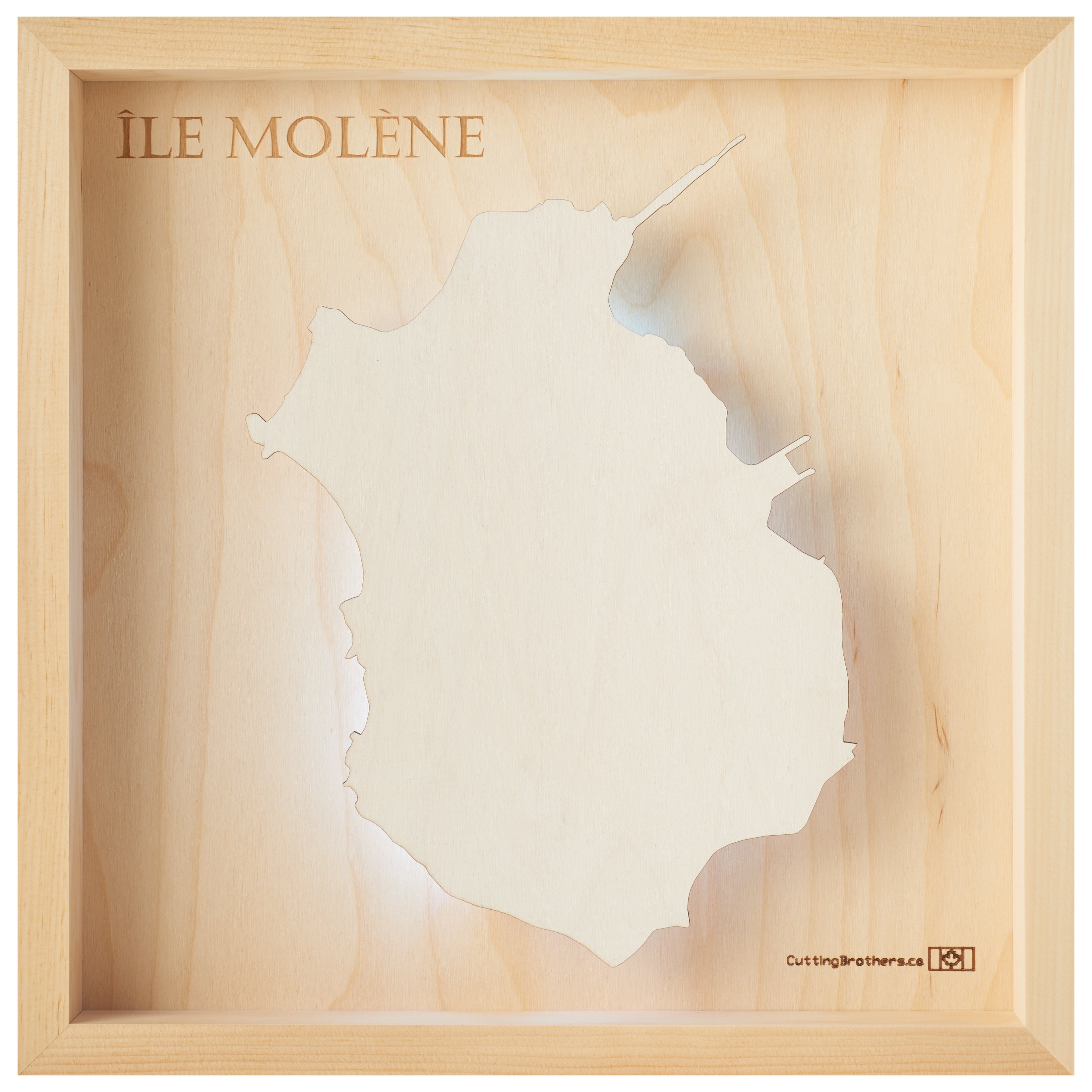 ILE MOLENE -  3D Holz INSEL LICHT KARTE (LED) - lieferbar ab Oktober 2025