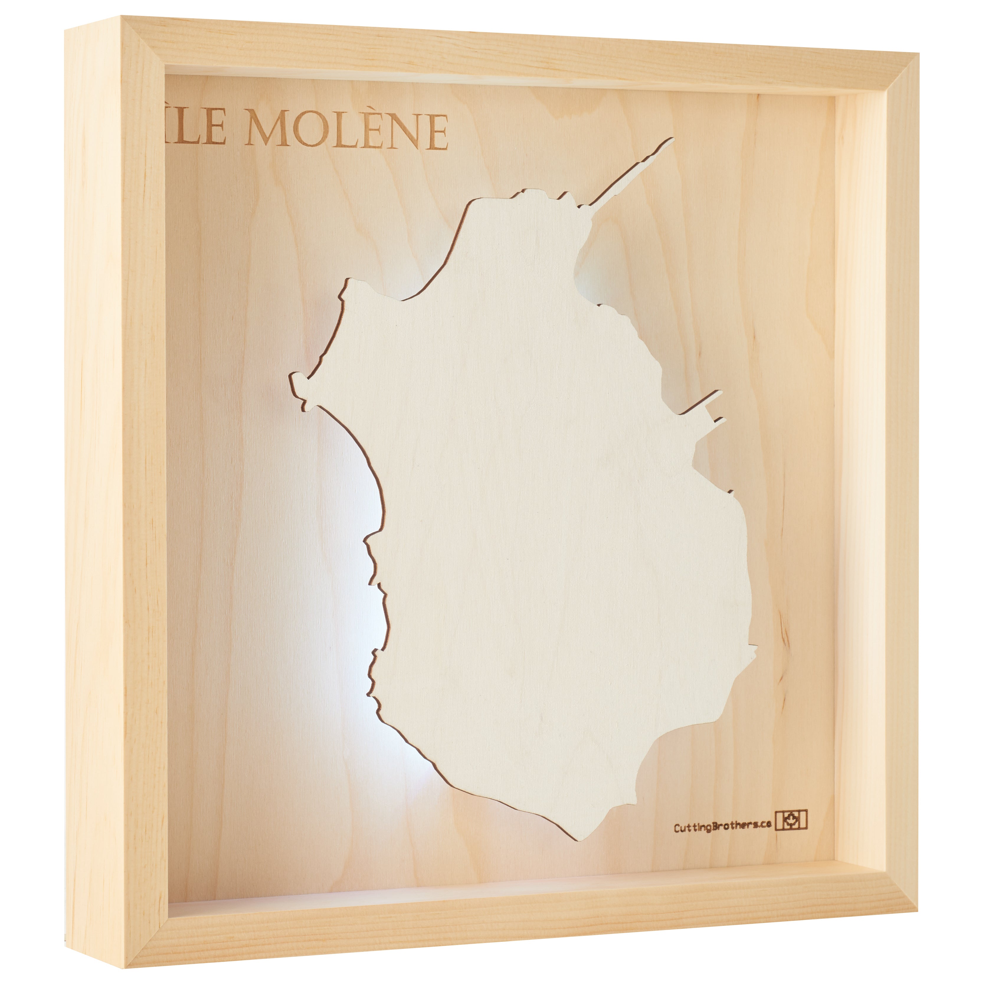 ILE MOLENE -  3D Holz INSEL LICHT KARTE (LED) - lieferbar ab Oktober 2025