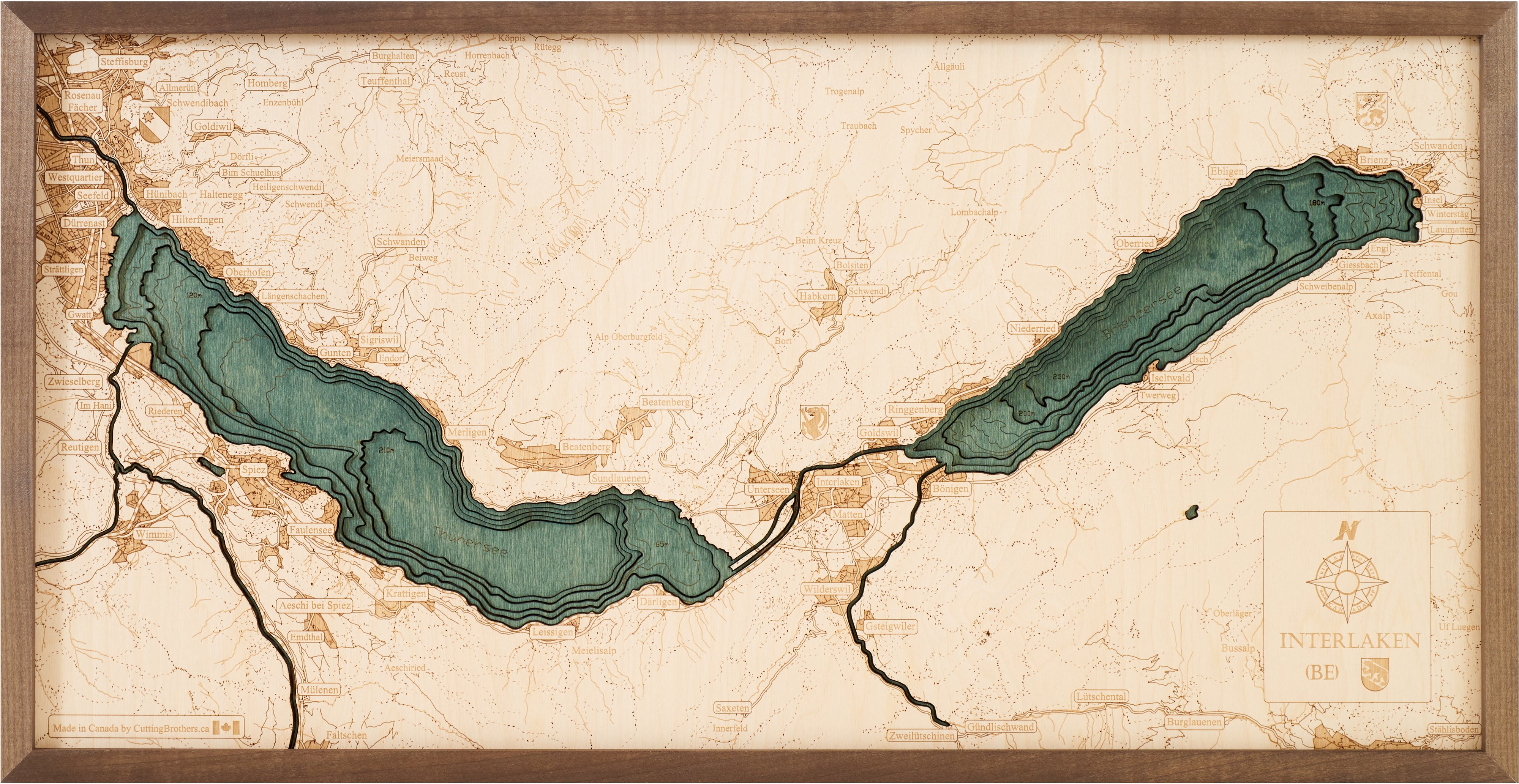 INTERLAKEN 3D Holz Wandkarte - Version L