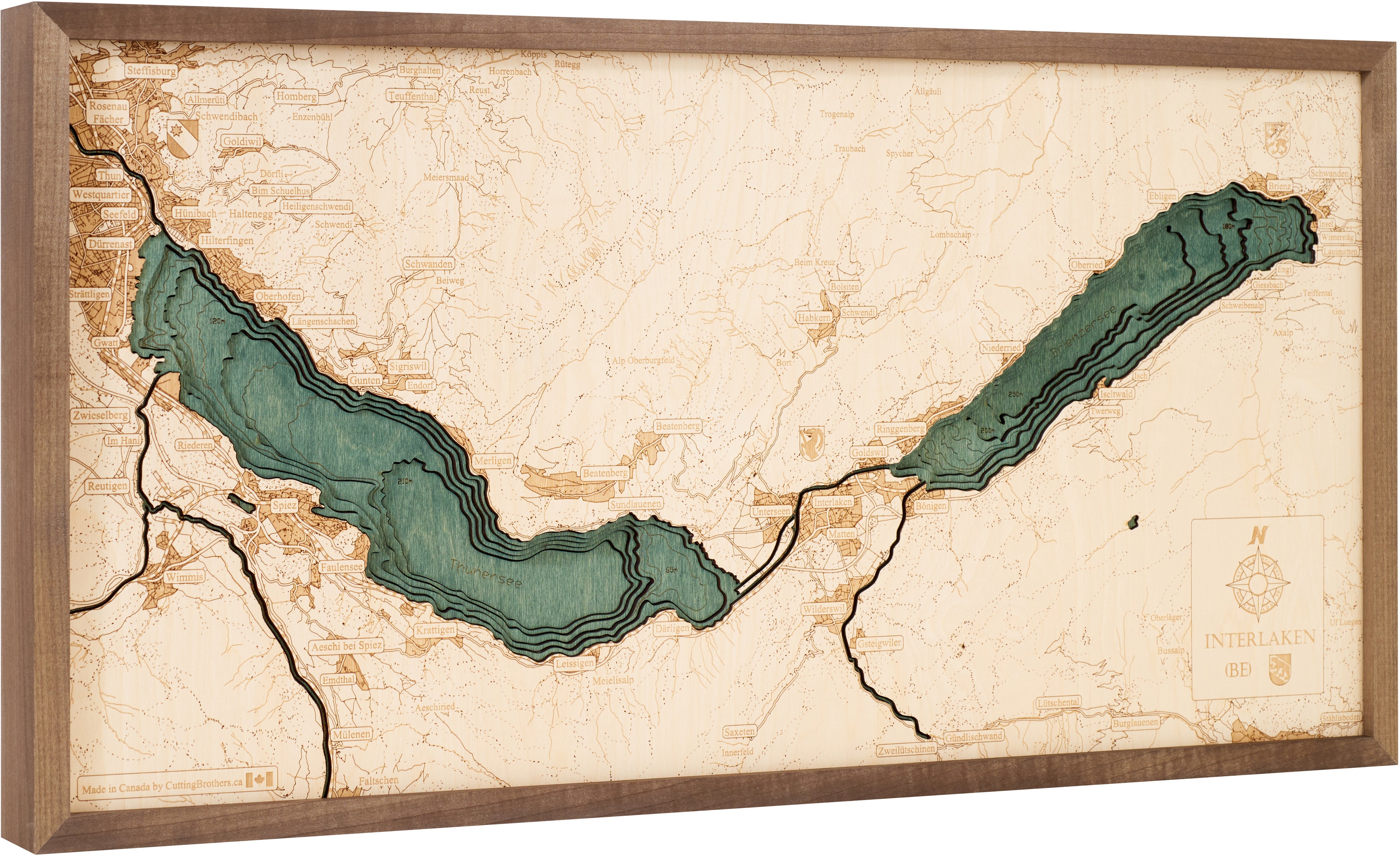 INTERLAKEN 3D Holz Wandkarte - Version L