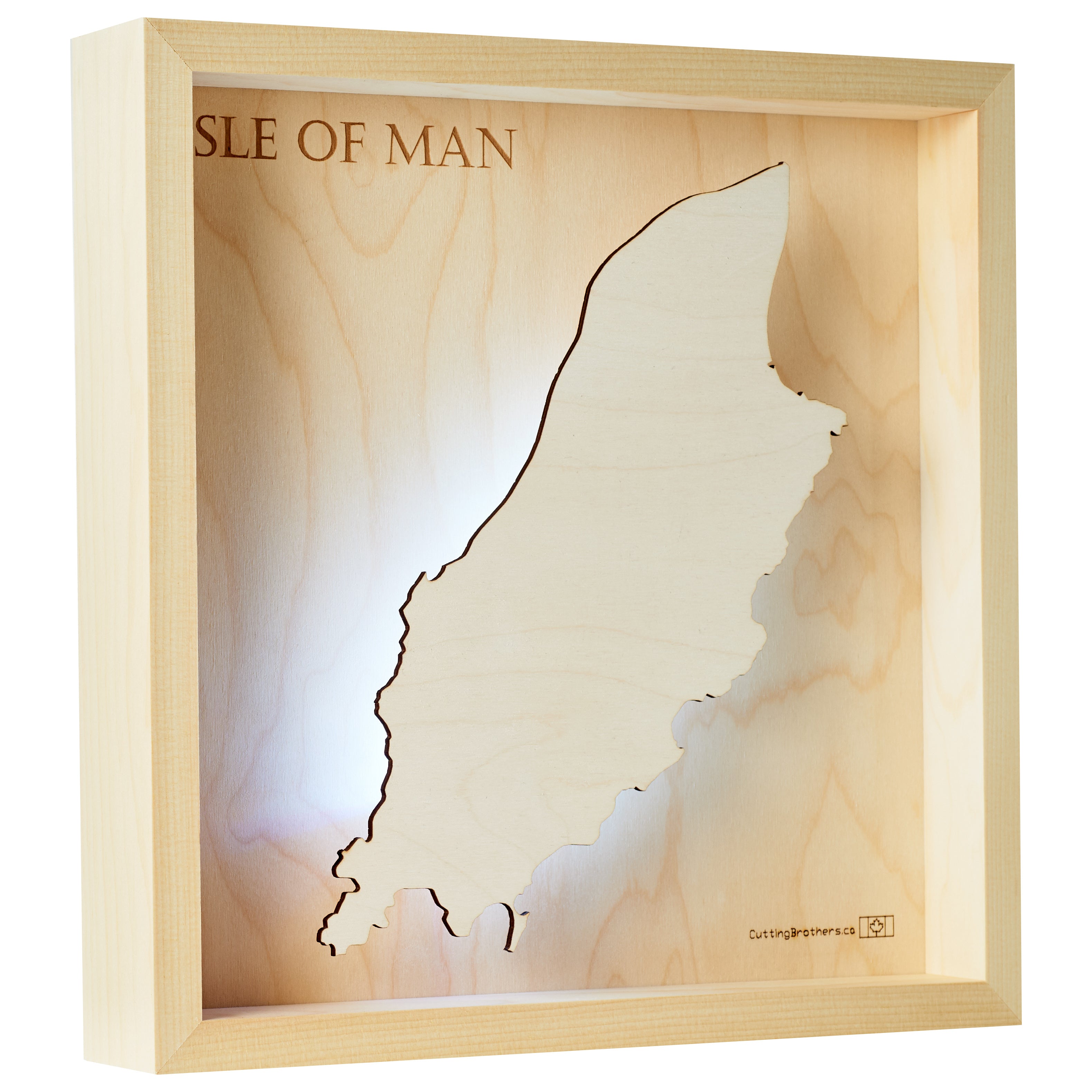 ISLE OF MAN -  3D Holz INSEL LICHT KARTE (LED) - lieferbar ab Oktober 2025