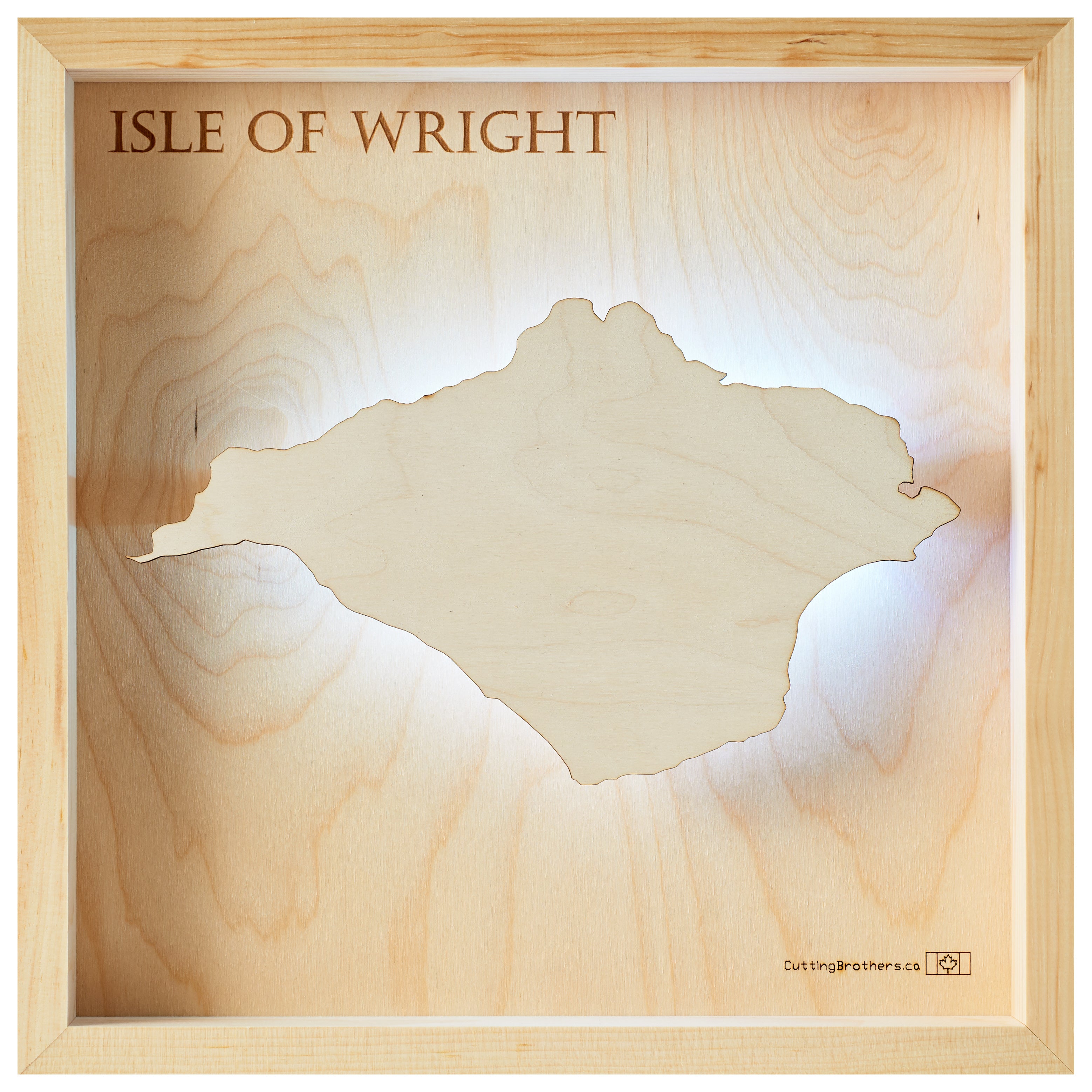 ISLE OF WRIGHT -  3D Holz INSEL LICHT KARTE (LED) - lieferbar ab Oktober 2025