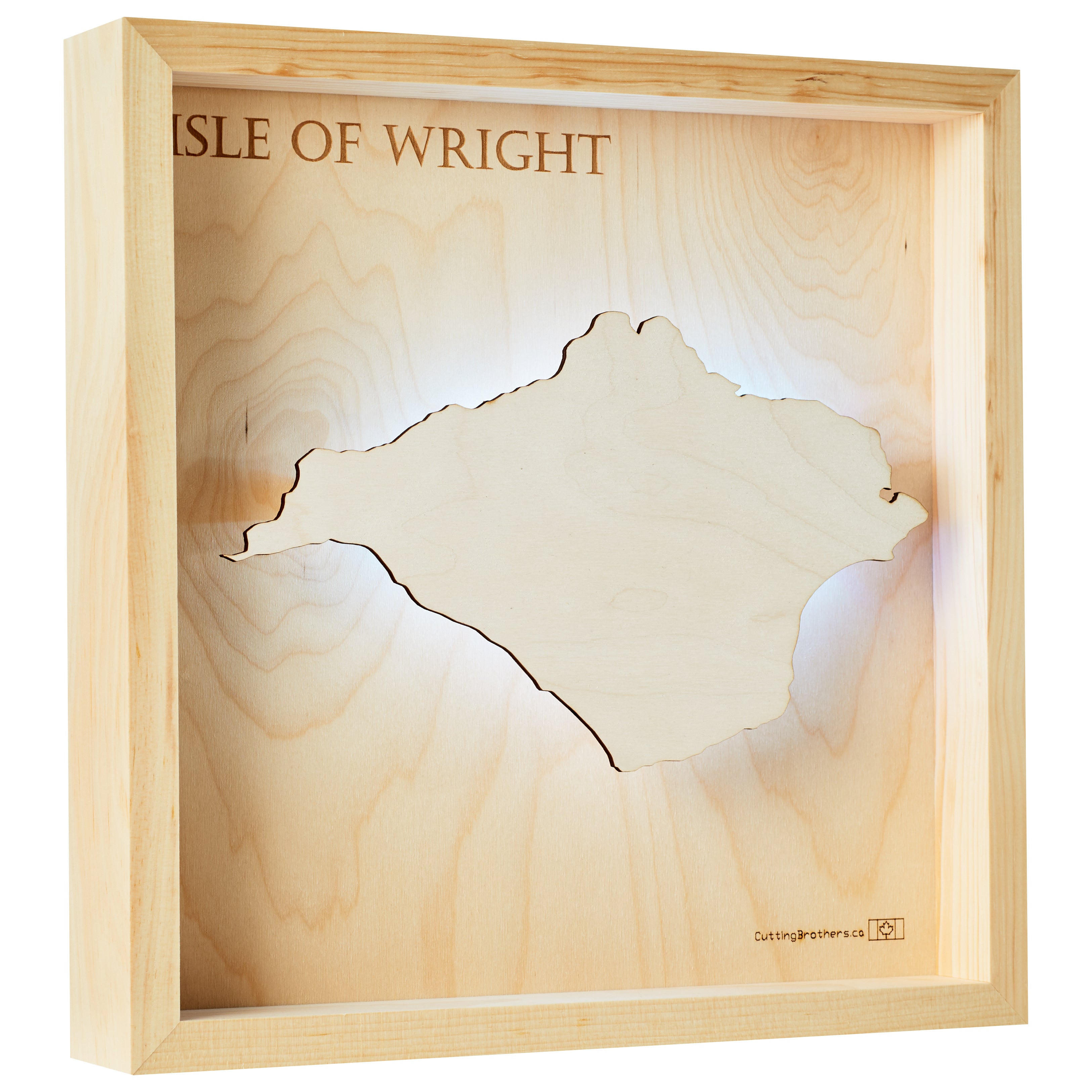 ISLE OF WRIGHT -  3D Holz INSEL LICHT KARTE (LED) - lieferbar ab Oktober 2025