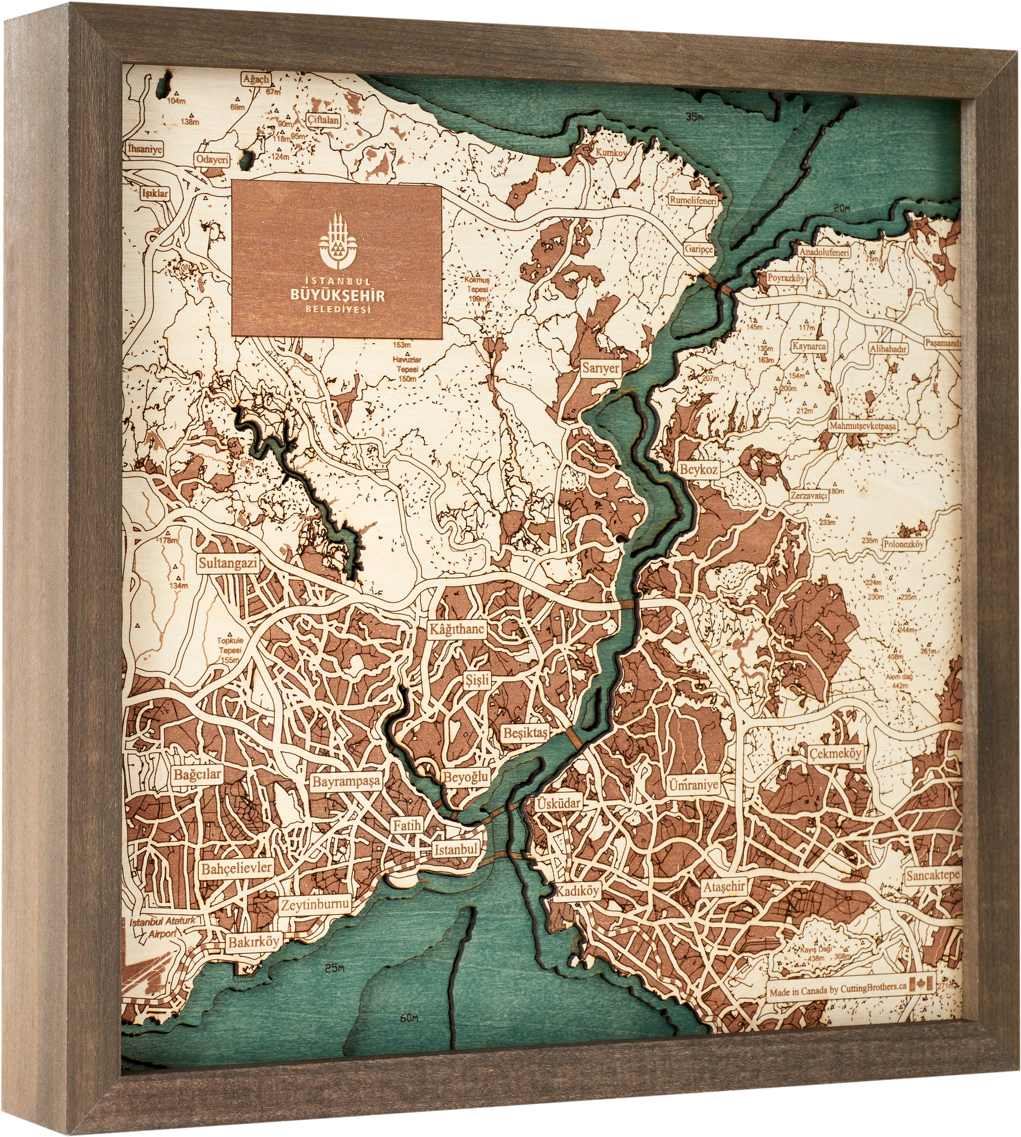 ISTANBUL 3D Holz Wandkarte - Version S
