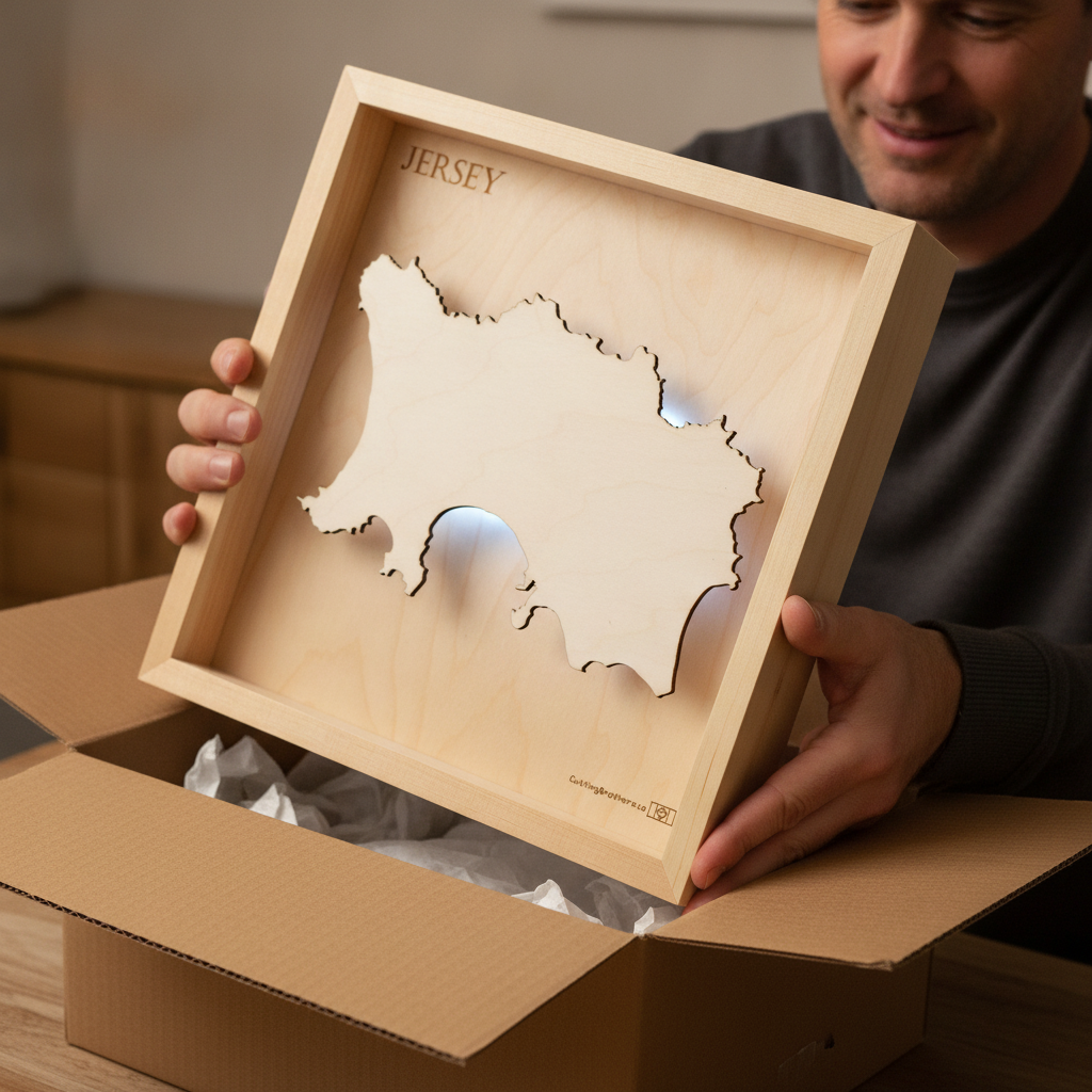 JERSEY -  3D Holz INSEL LICHT KARTE (LED)