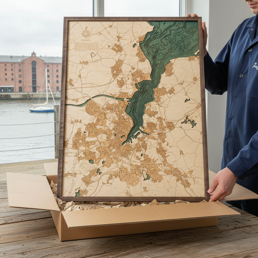 KIELER BUCHT 3D Holz Wandkarte - Version L