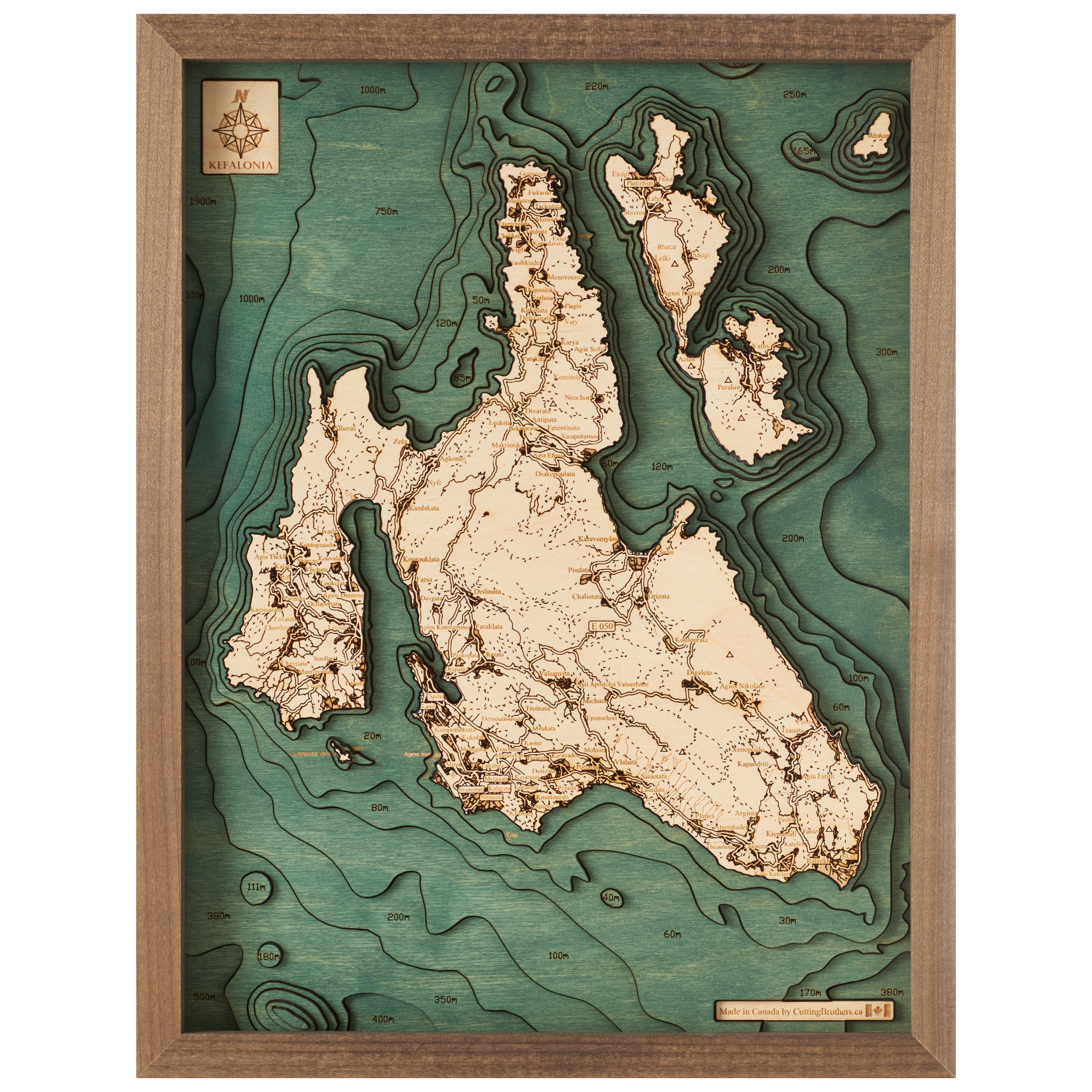 KEFALONIA -  3D Holz Wandkarte - Version S