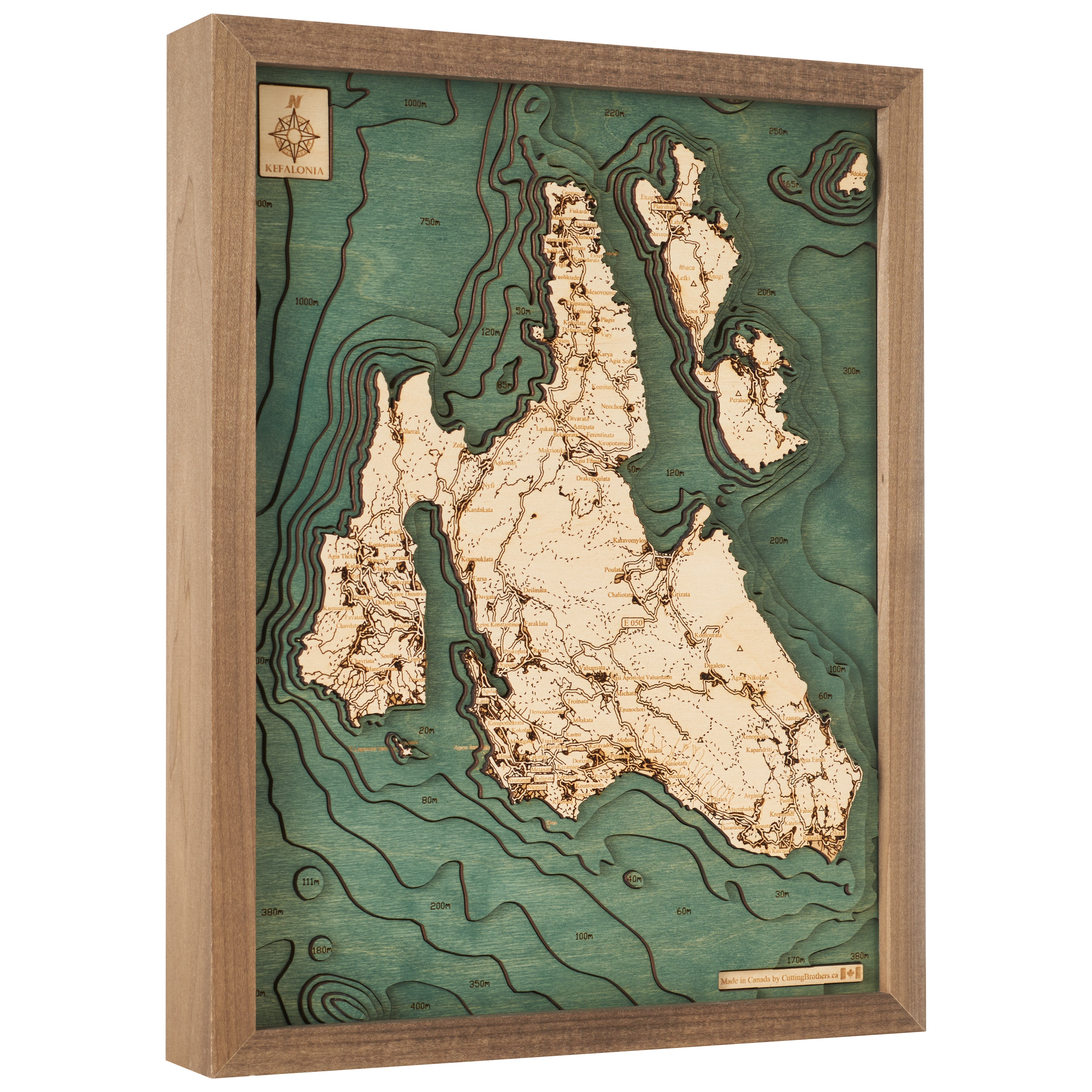 KEFALONIA -  3D Holz Wandkarte - Version S