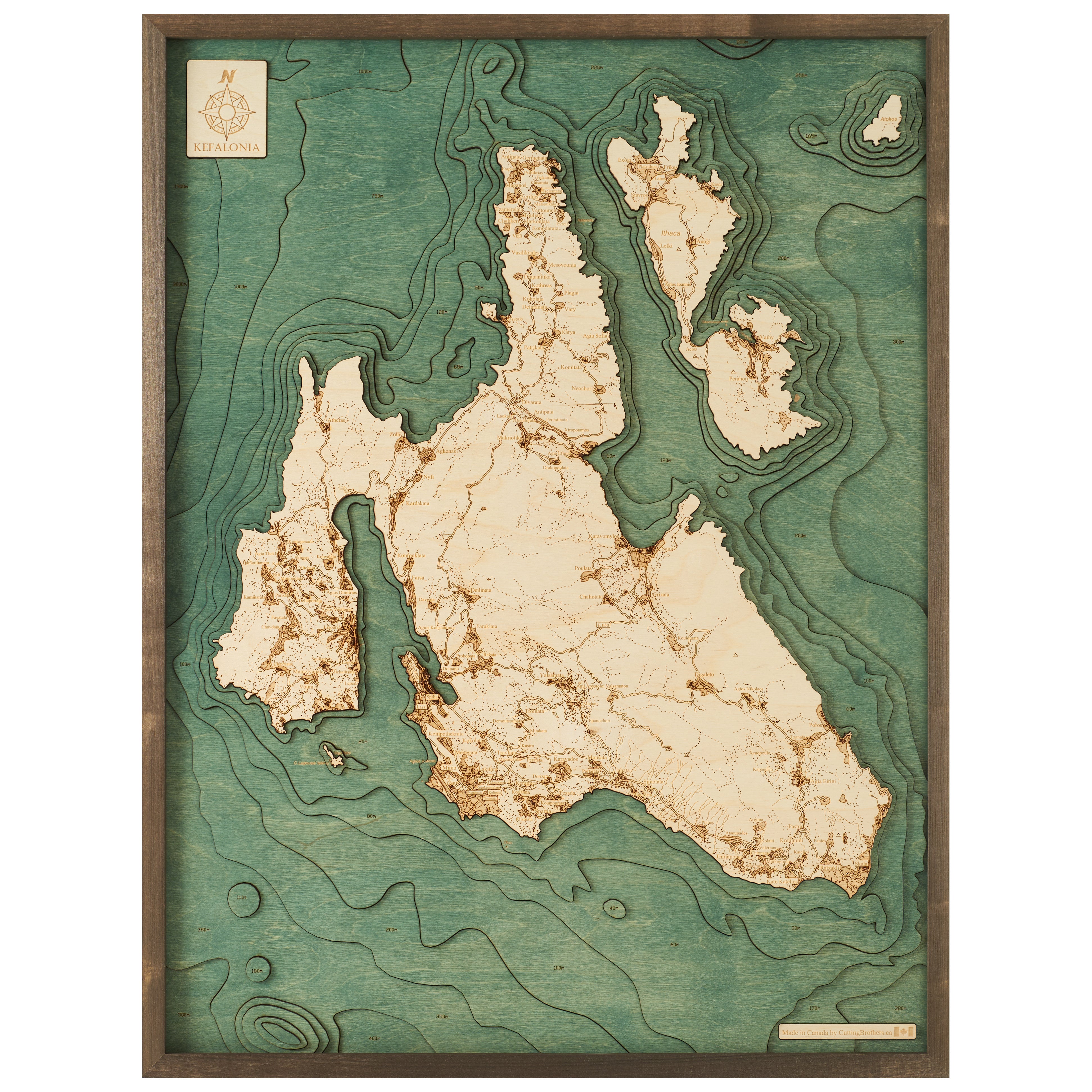 KEFALONIA -  3D Holz Wandkarte - Version L