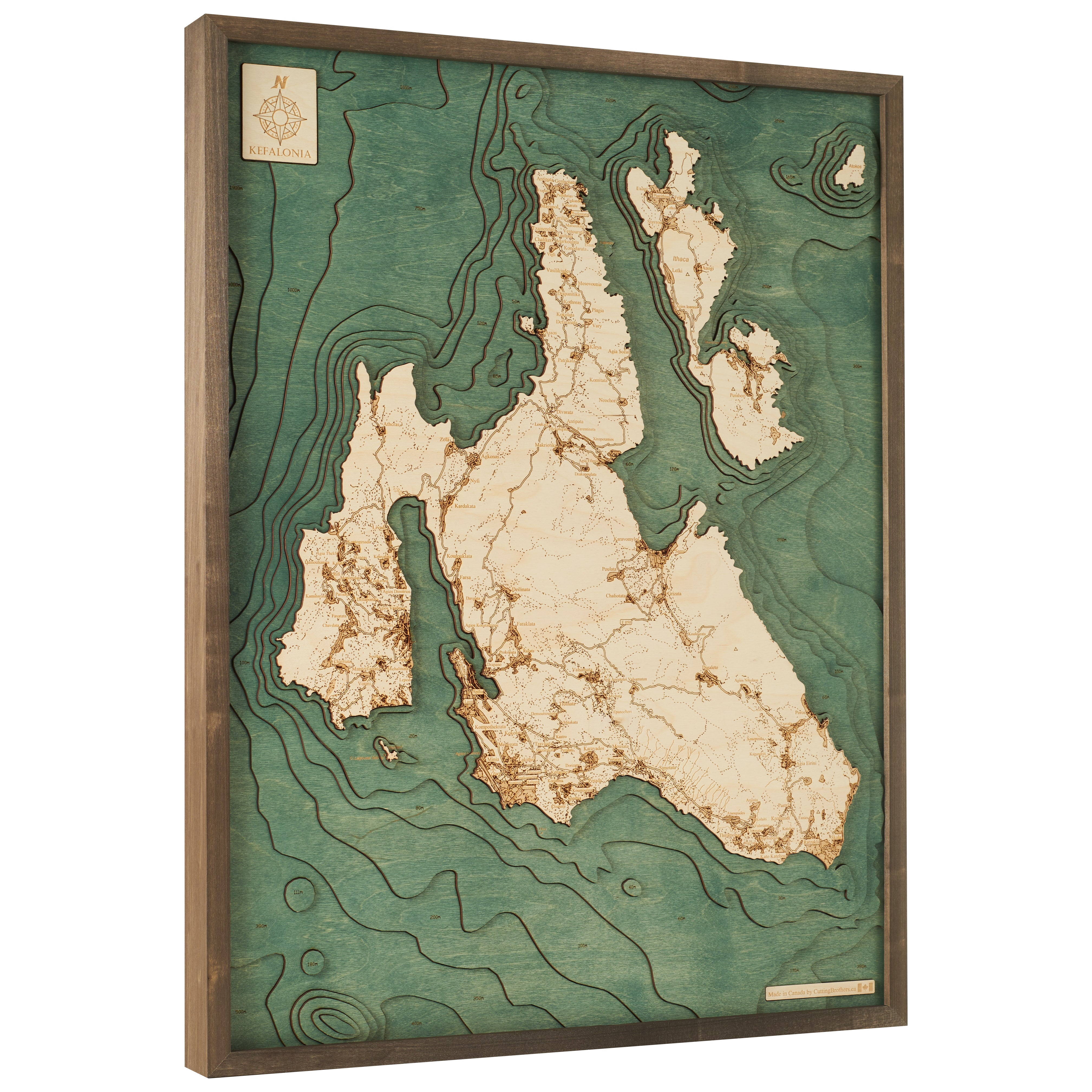 KEFALONIA -  3D Holz Wandkarte - Version L