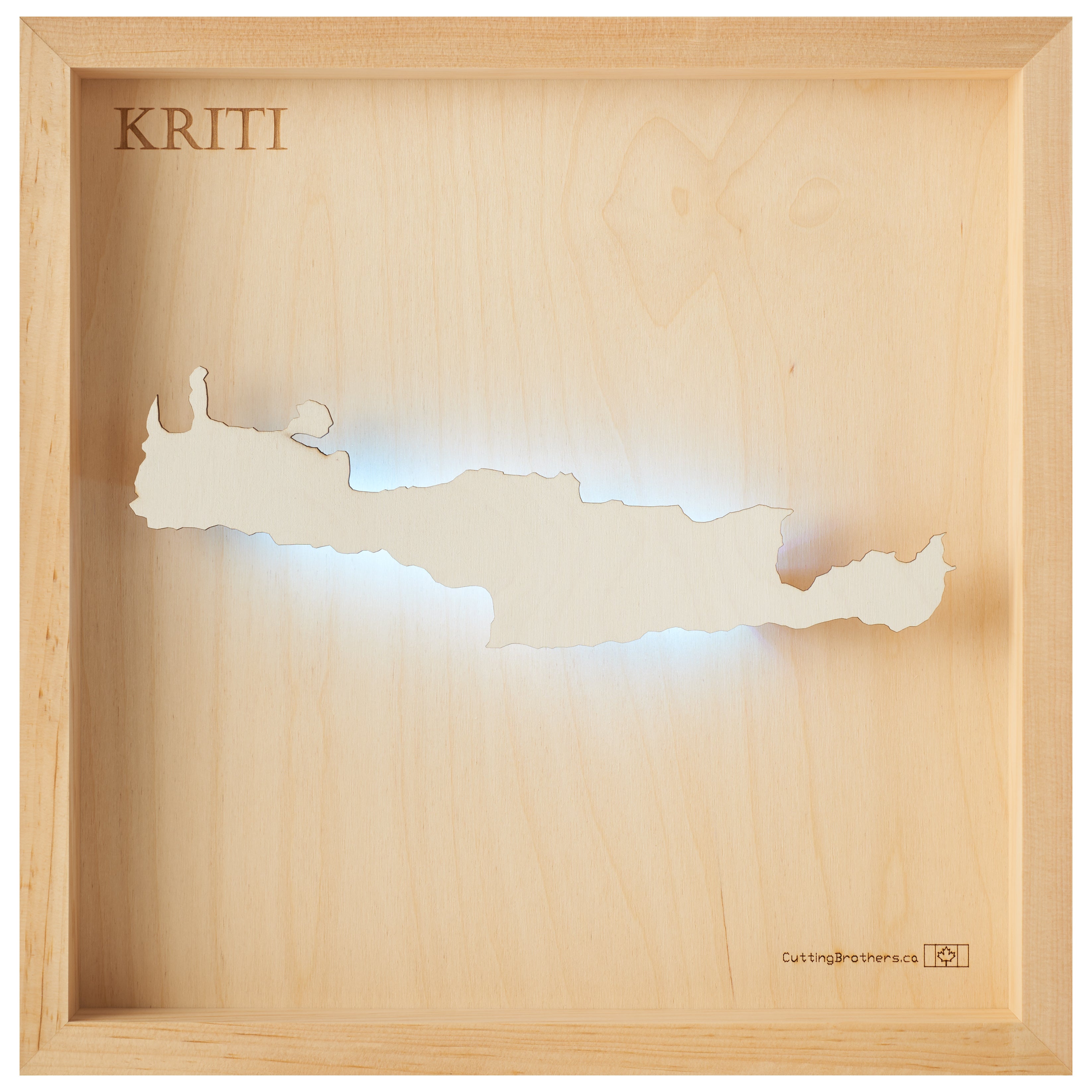 KRETA-  3D Holz INSEL LICHT KARTE (LED) - lieferbar ab Oktober 2025