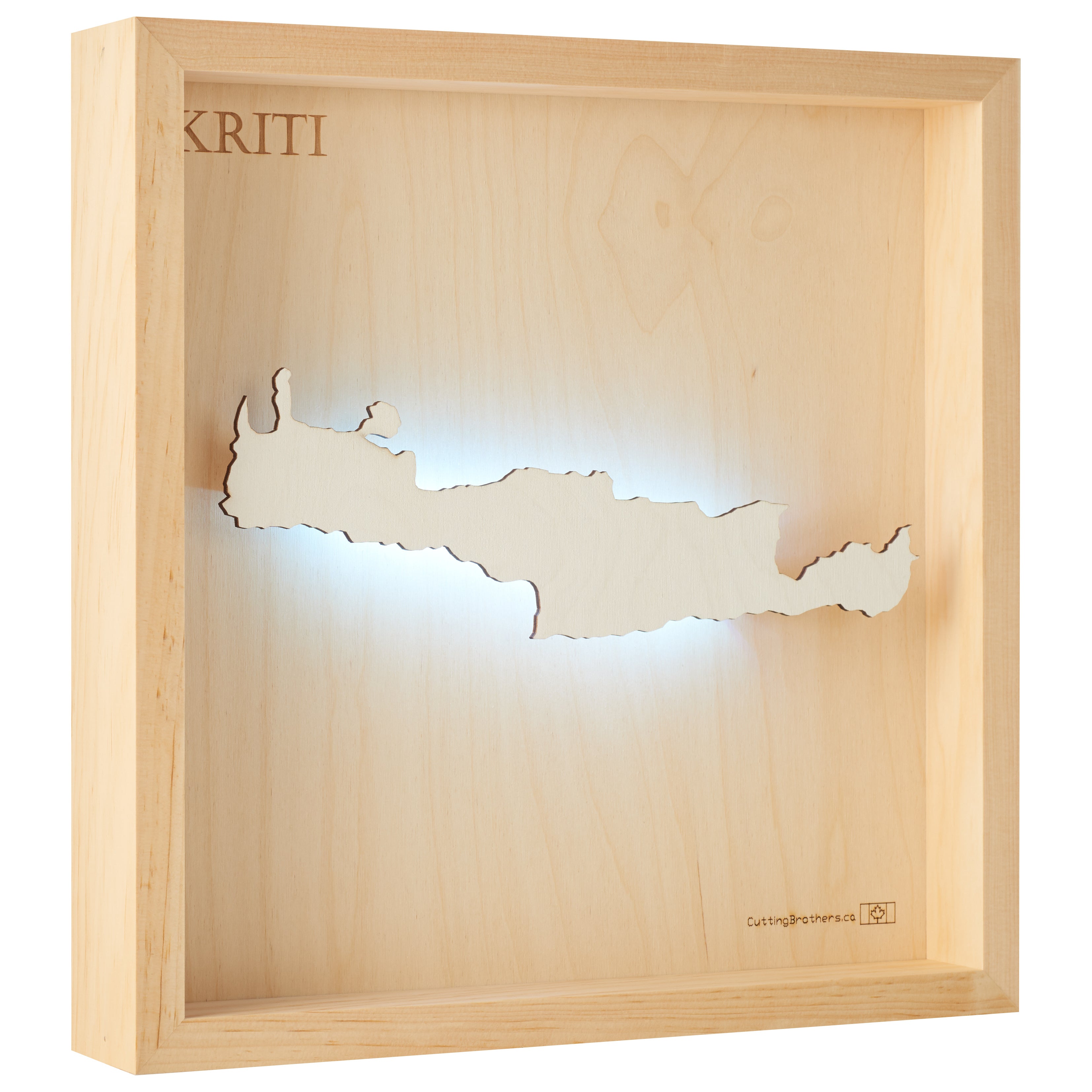 KRETA-  3D Holz INSEL LICHT KARTE (LED) - lieferbar ab Oktober 2025