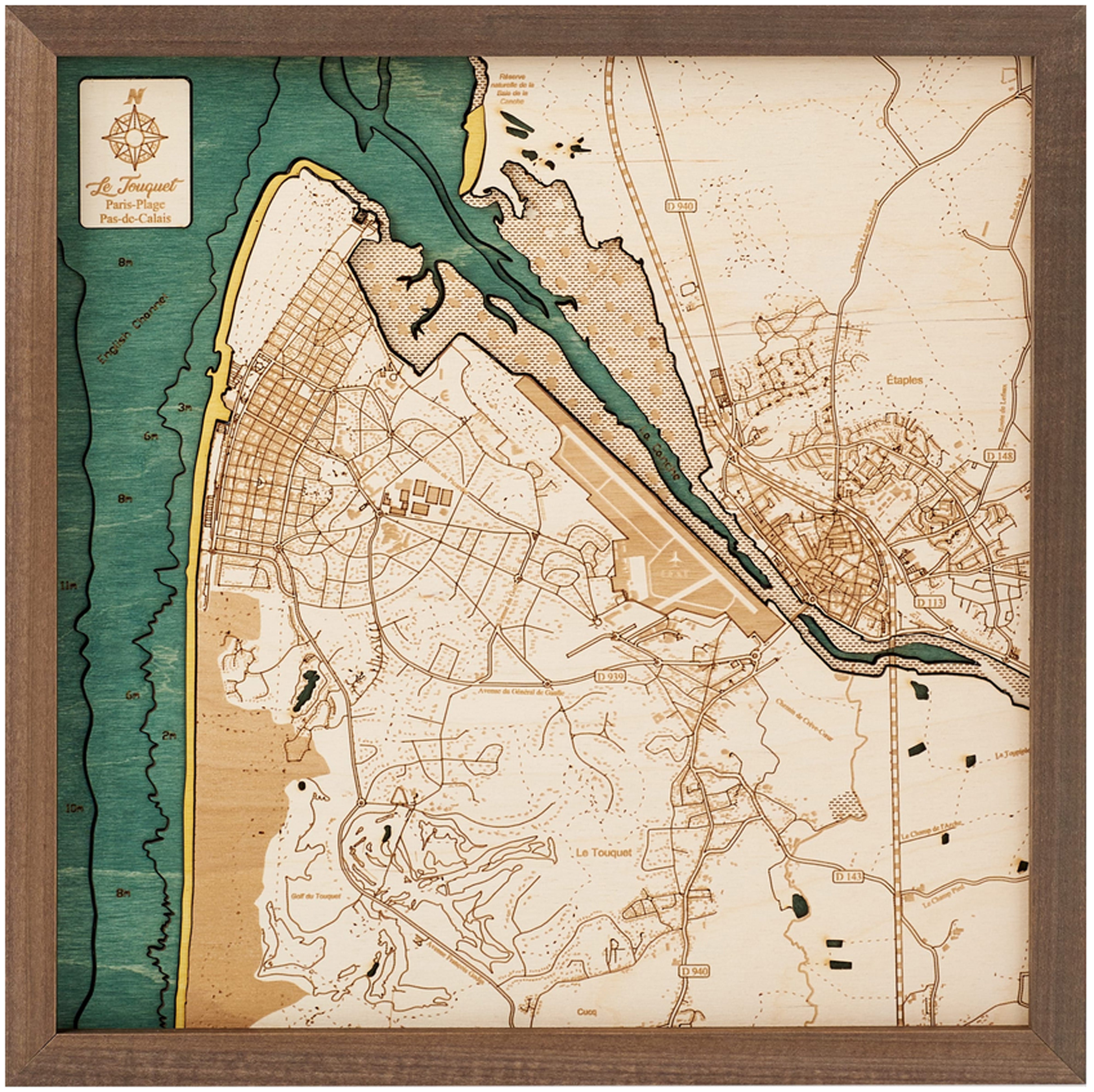 LE TOUQUET PARIS PLAGE 3D Wooden Wall Map - Version S 