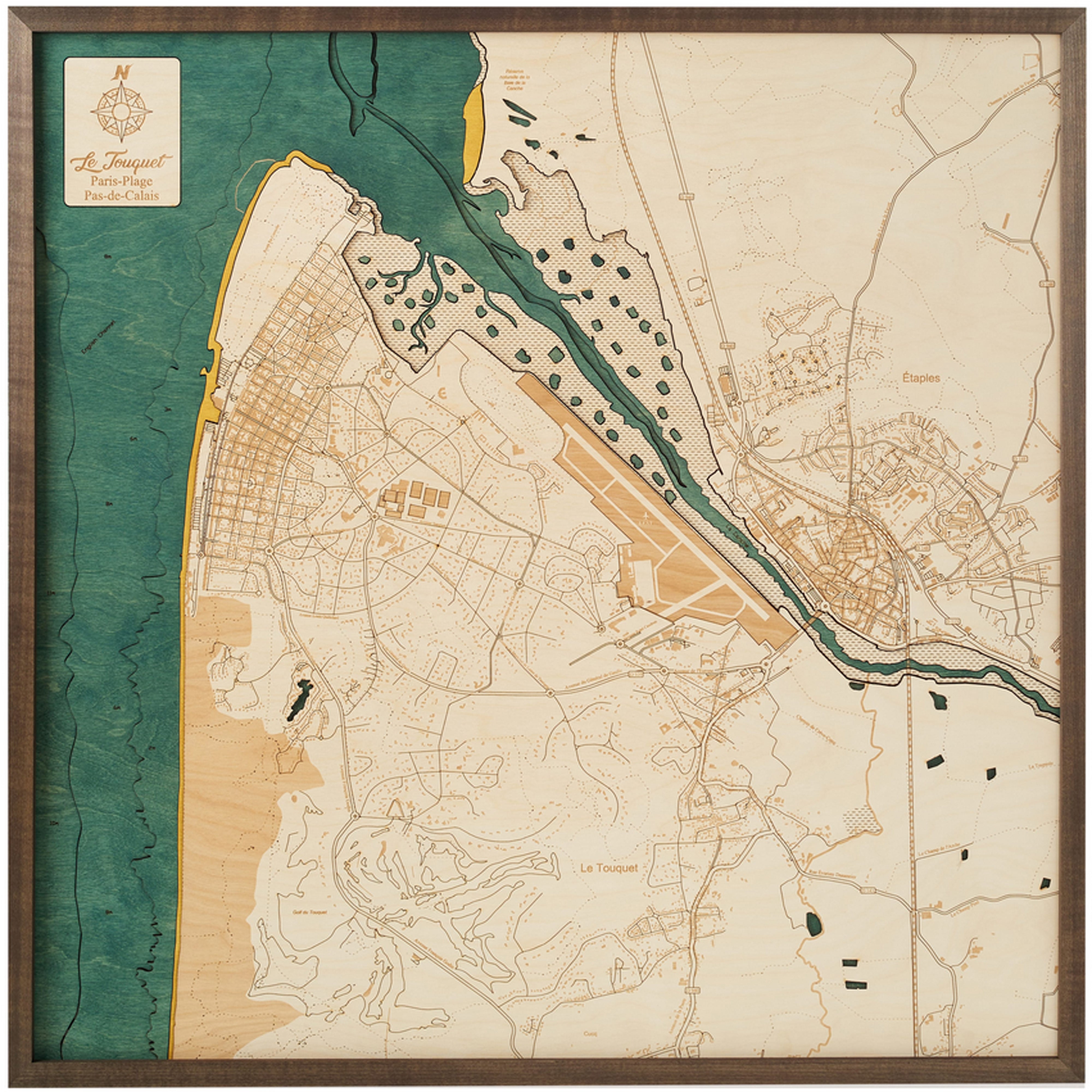 LE TOUQUET PARIS PLAGE 3D Wooden Wall Map - Version L 