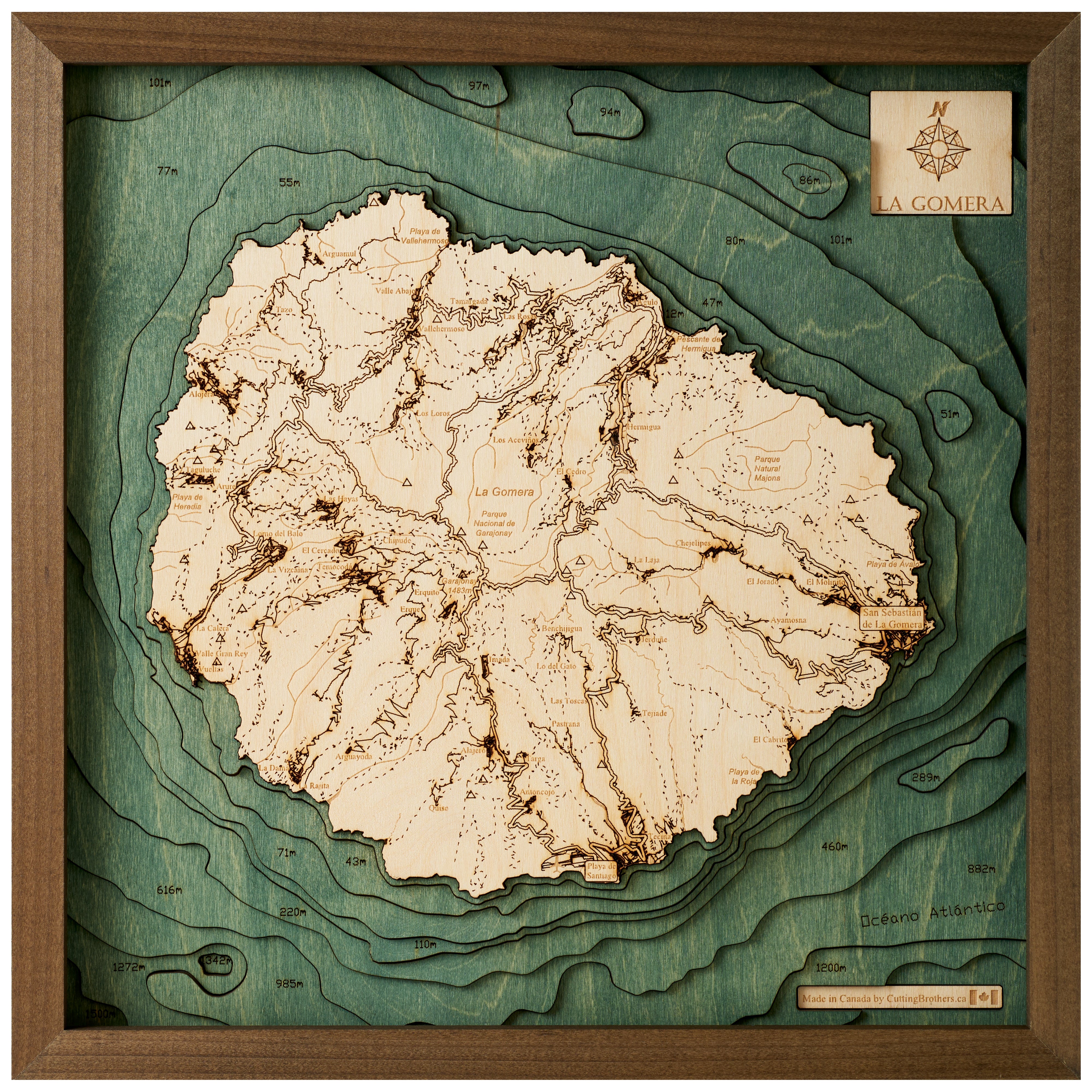 LA GOMERA 3D Holz Wandkarte - Version S