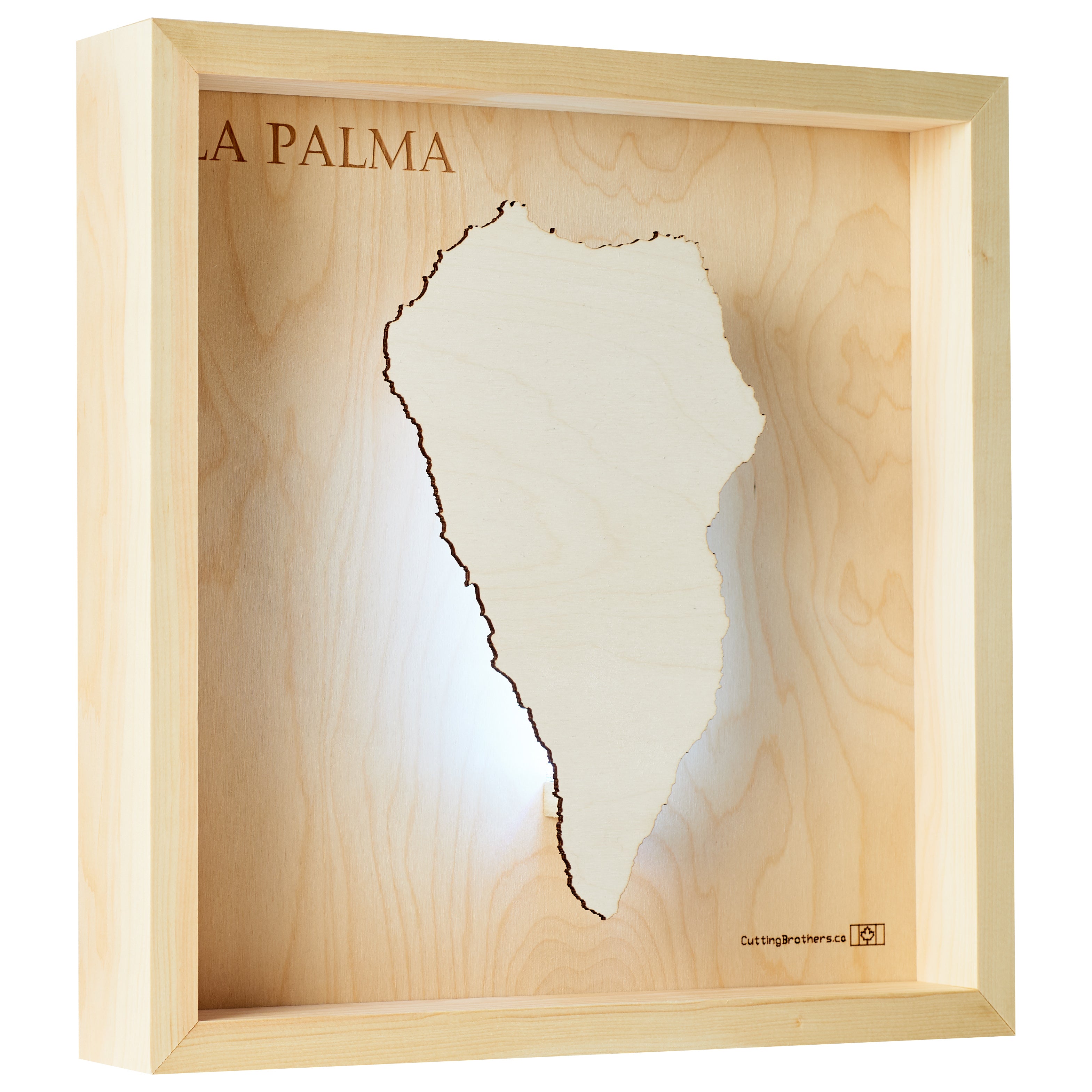 LA PALMA -  3D Holz INSEL LICHT KARTE (LED) - lieferbar ab Oktober 2025