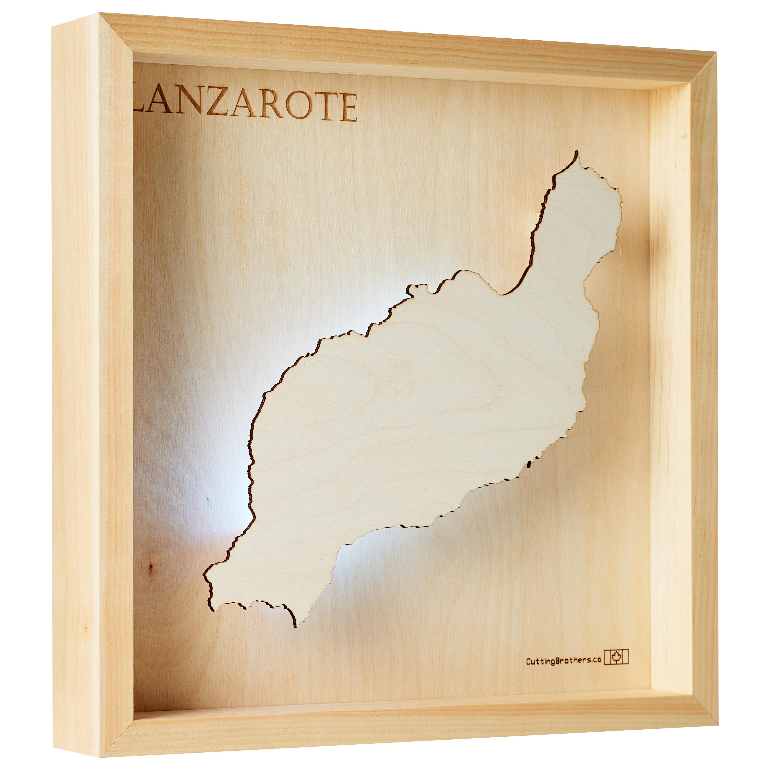 LANZAROTE -  3D Holz INSEL LICHT KARTE (LED) - lieferbar ab Oktober 2025