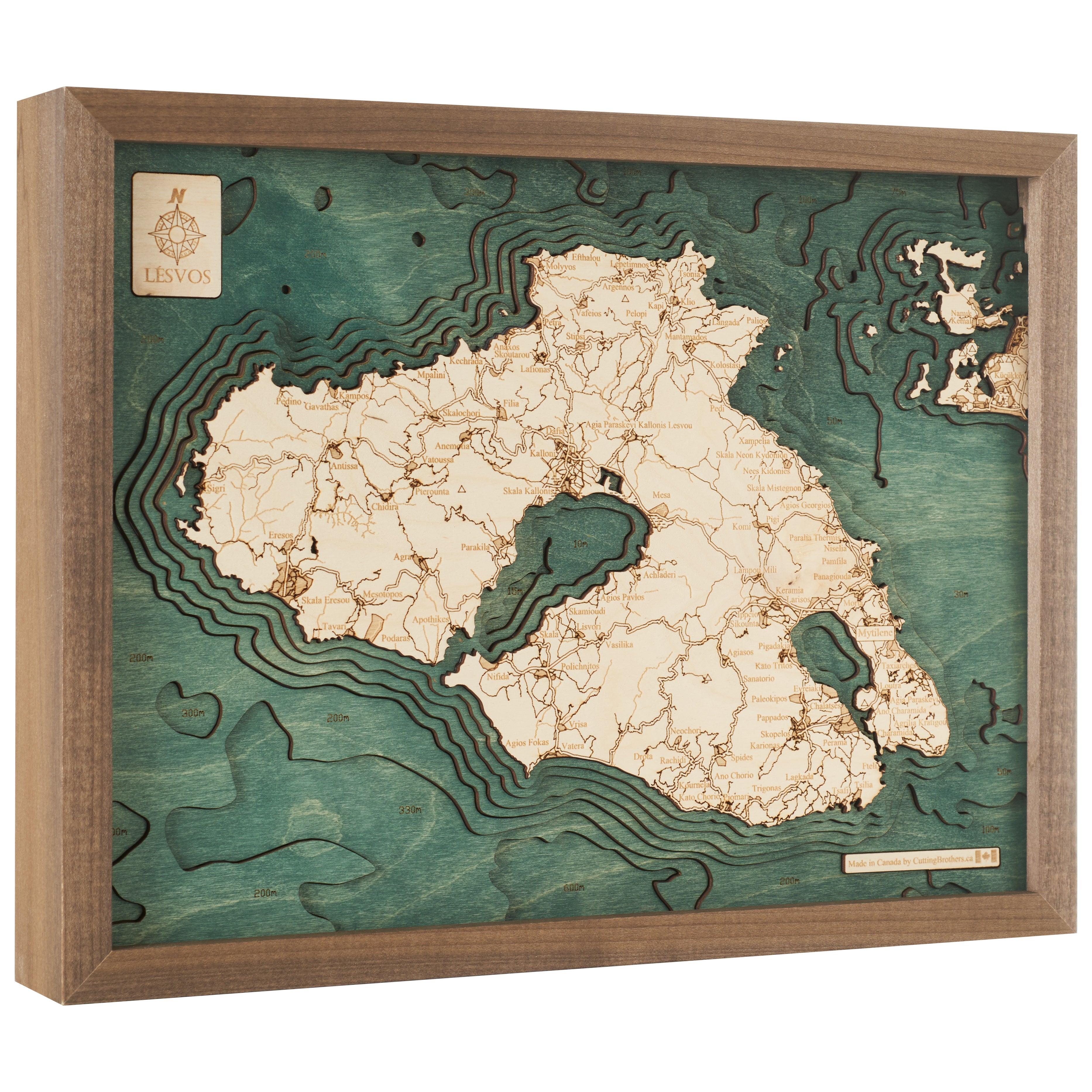 LESBOS -  3D Holz Wandkarte - Version S