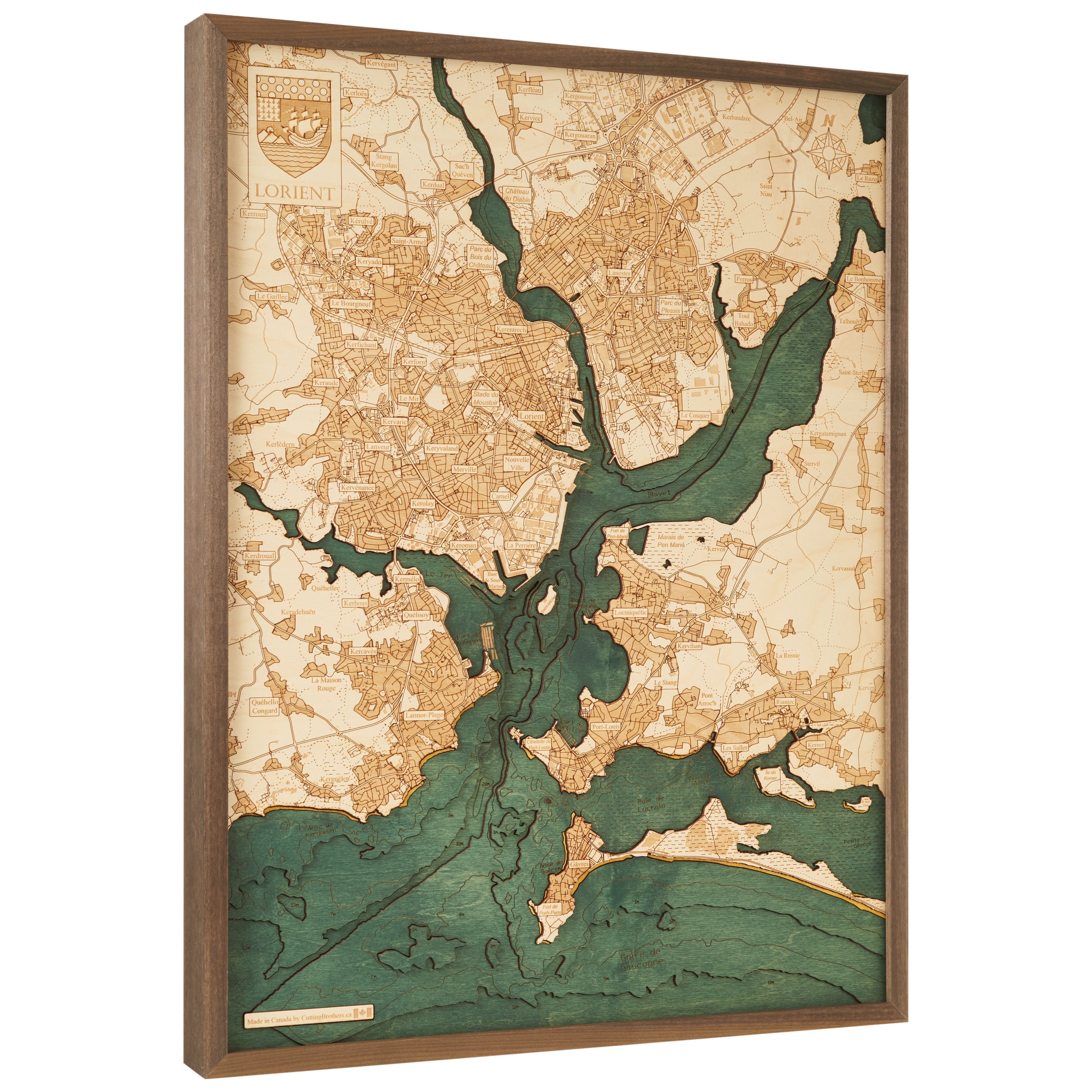 LORIENT - 3D Holz Wandkarte - Version L