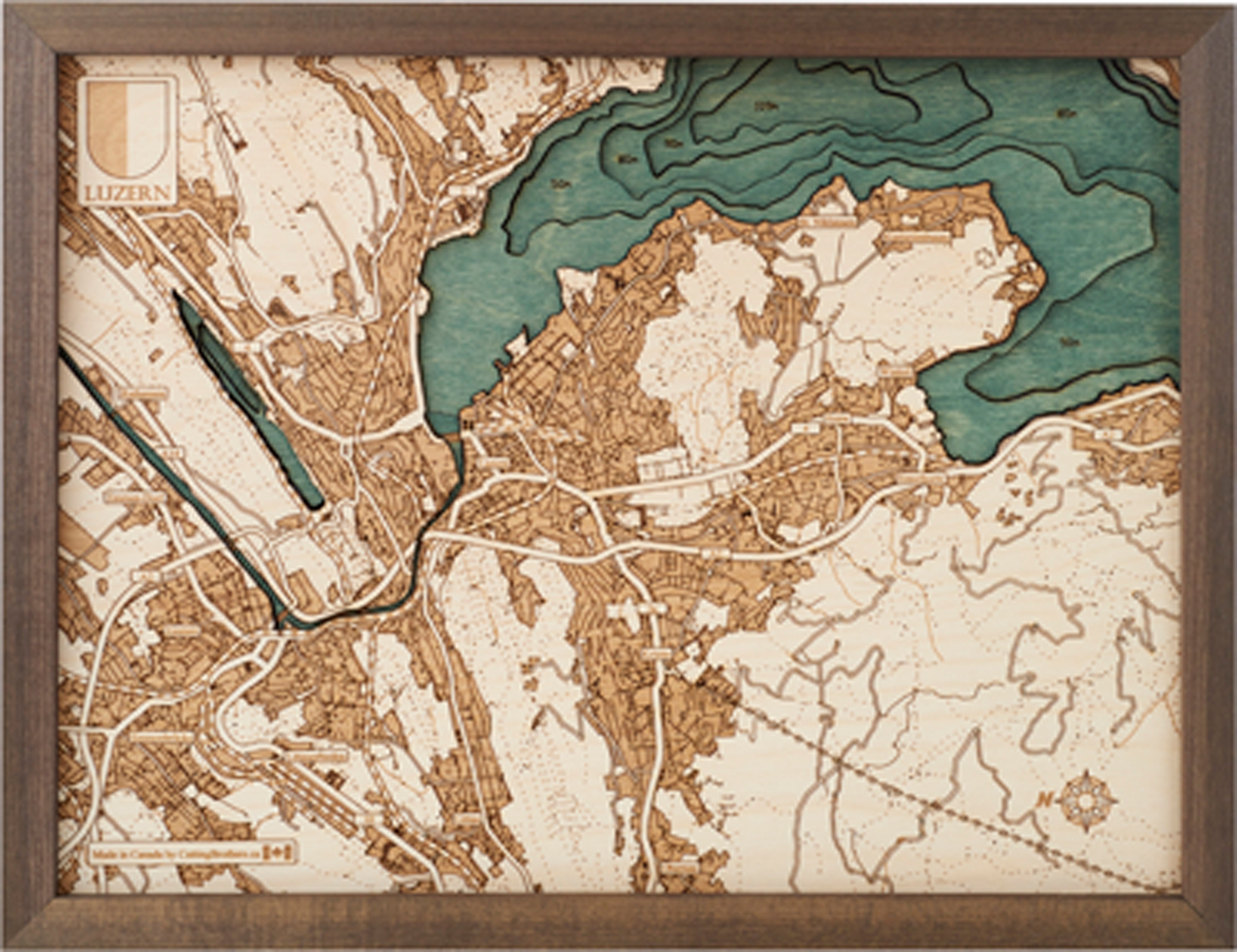 LUZERN 3D Holz Wandkarte - Version S