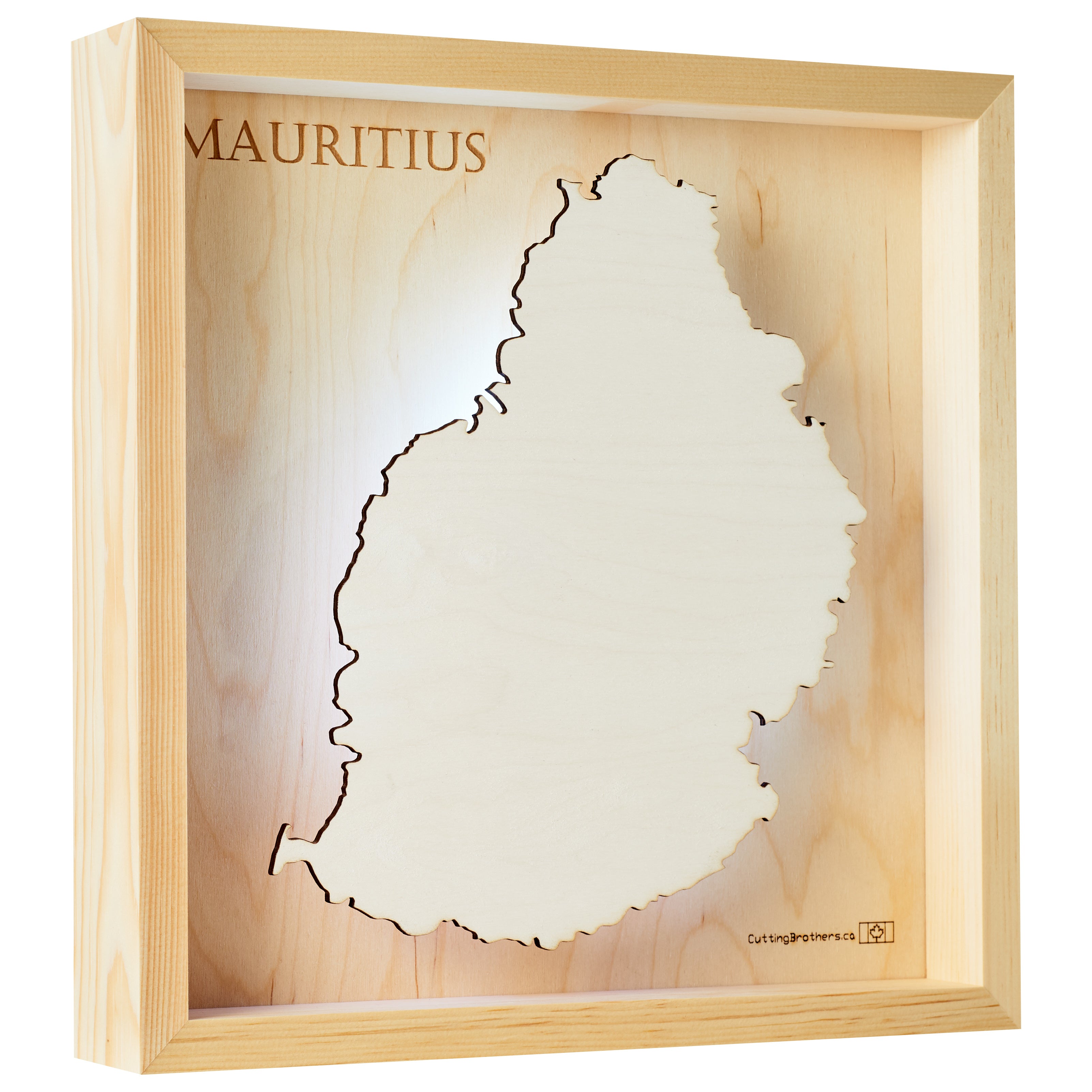 MAURITIUS -  3D Holz INSEL LICHT KARTE (LED) - lieferbar ab Oktober 2025