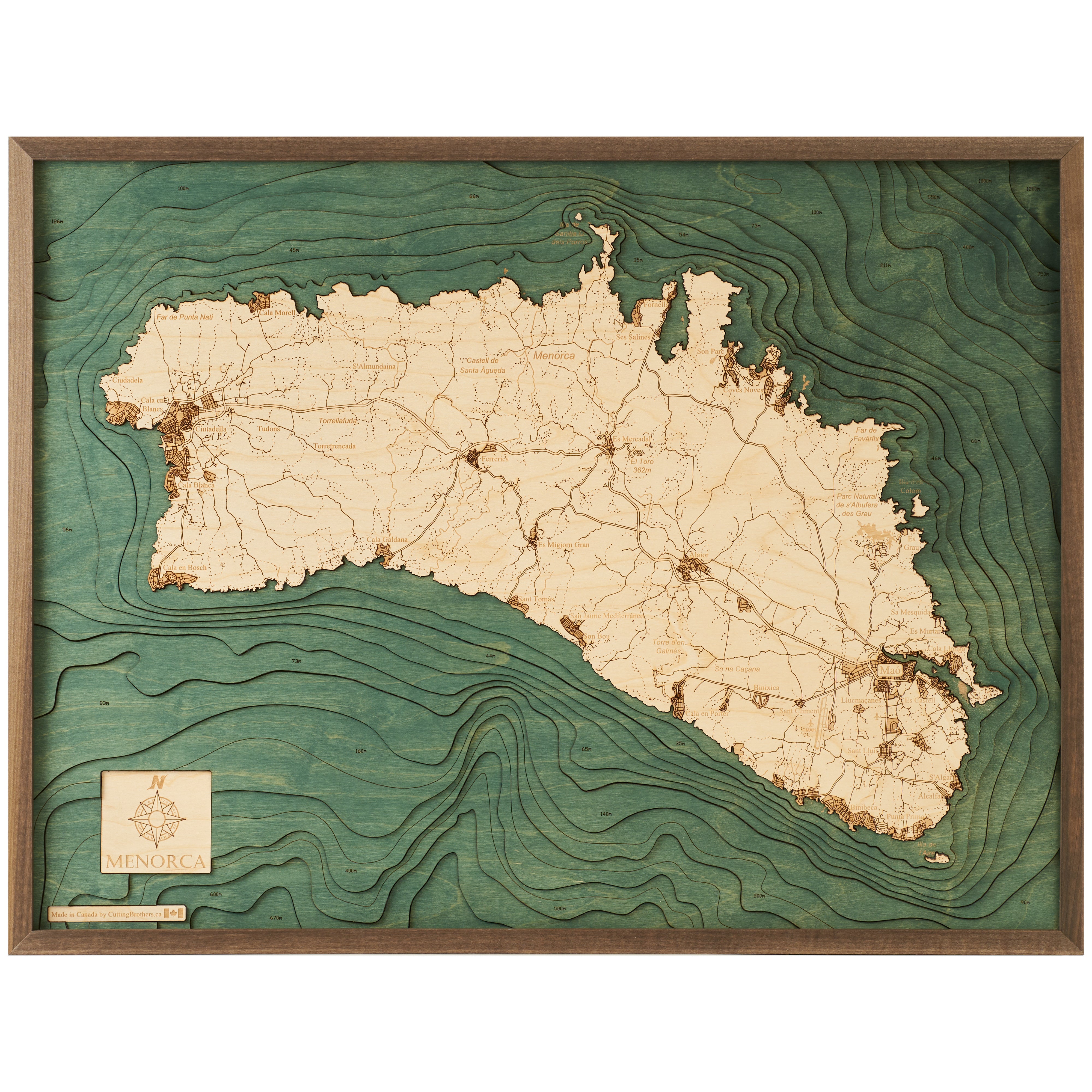 MENORCA 3D Holz Wandkarte - Version L