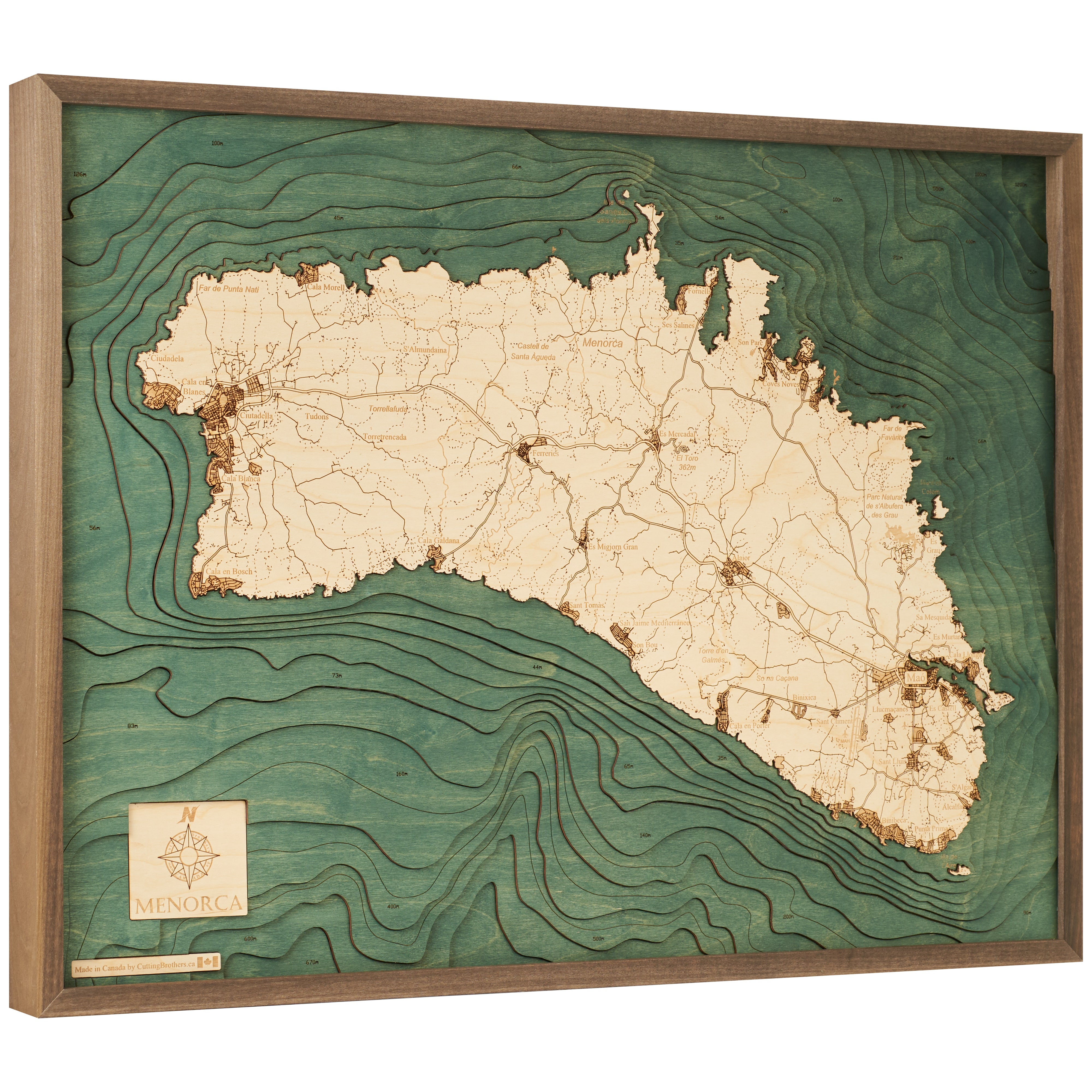 MENORCA 3D Holz Wandkarte - Version L