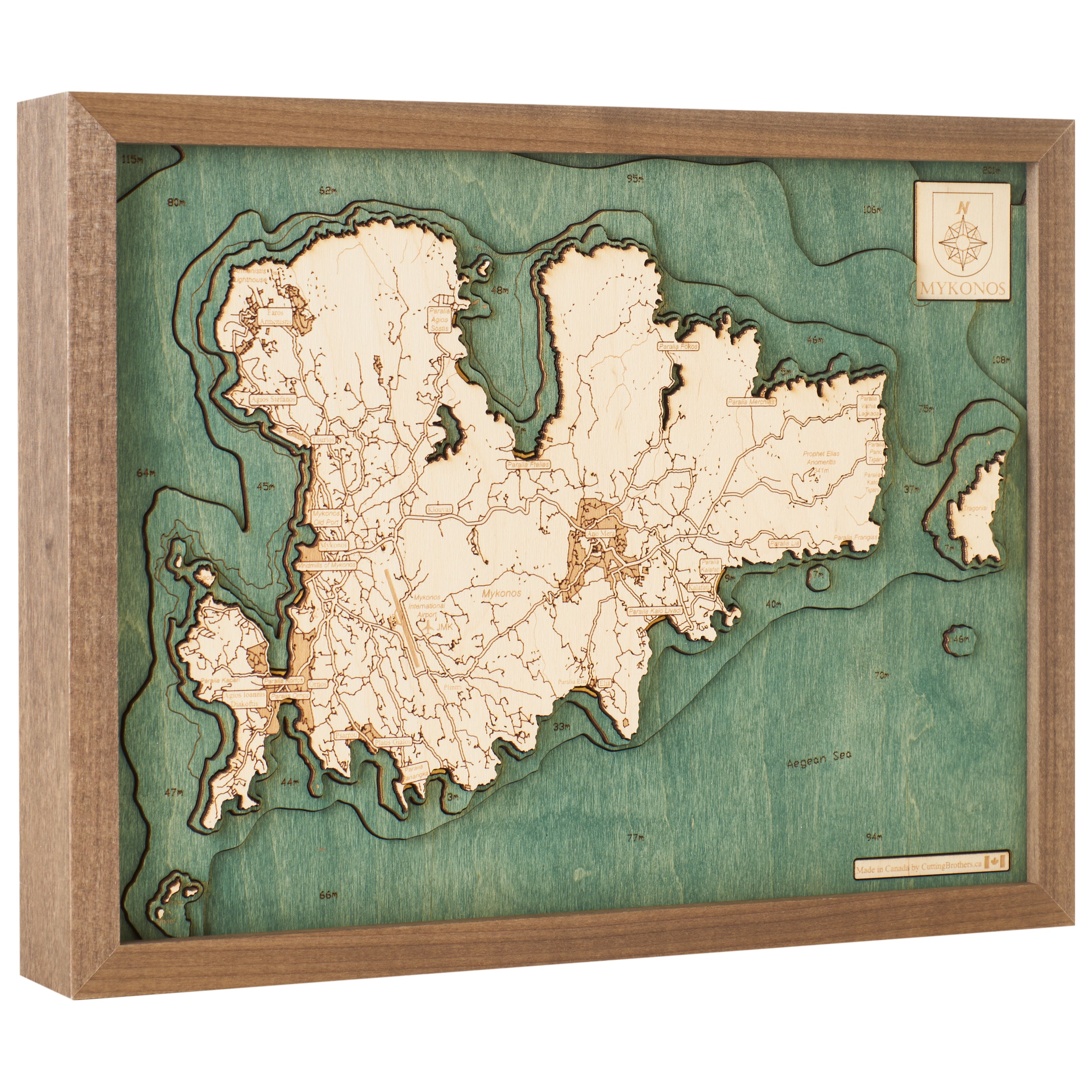GREECE 3D Wooden Wall Map - Version S 