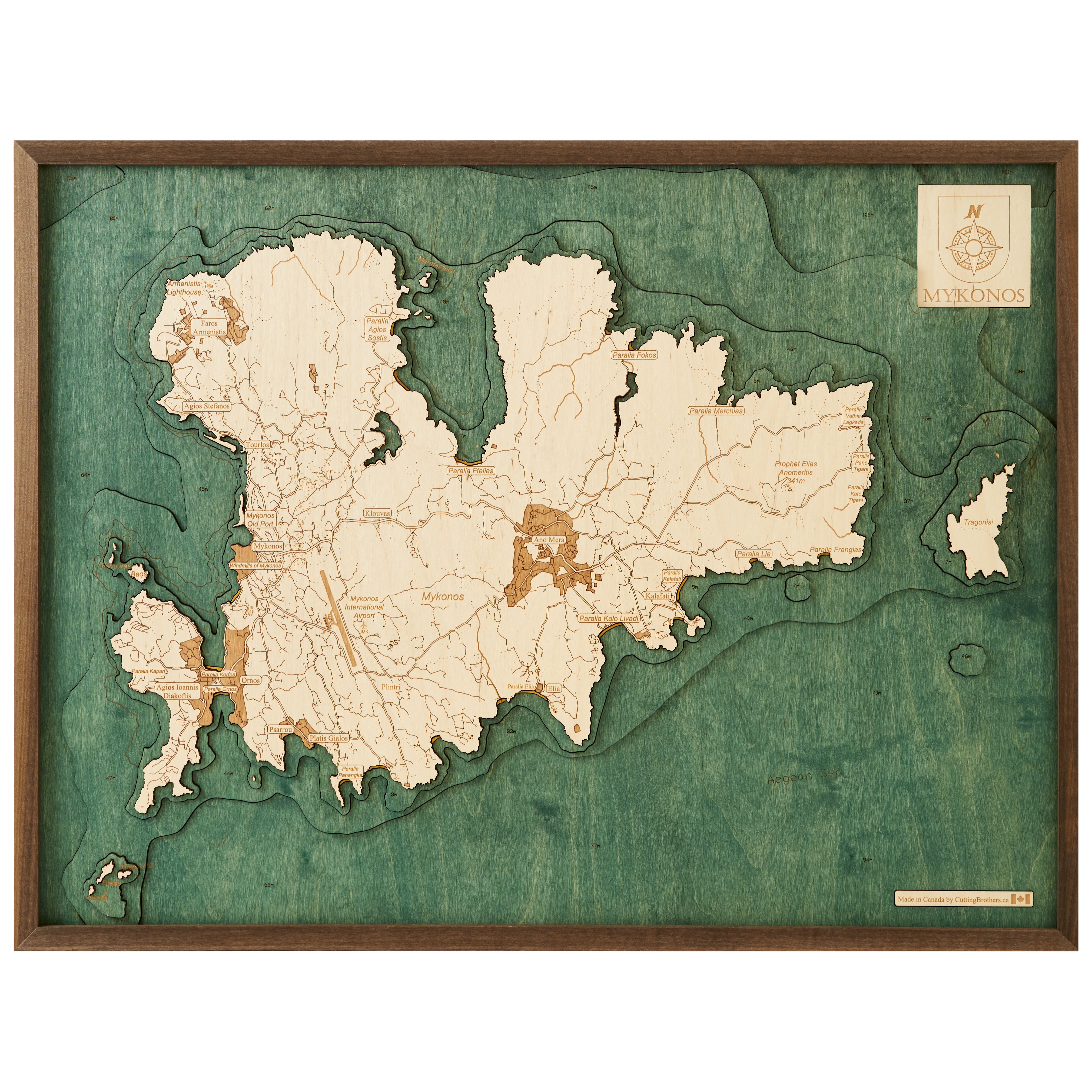 GREECE 3D Wooden Wall Map - Version L 