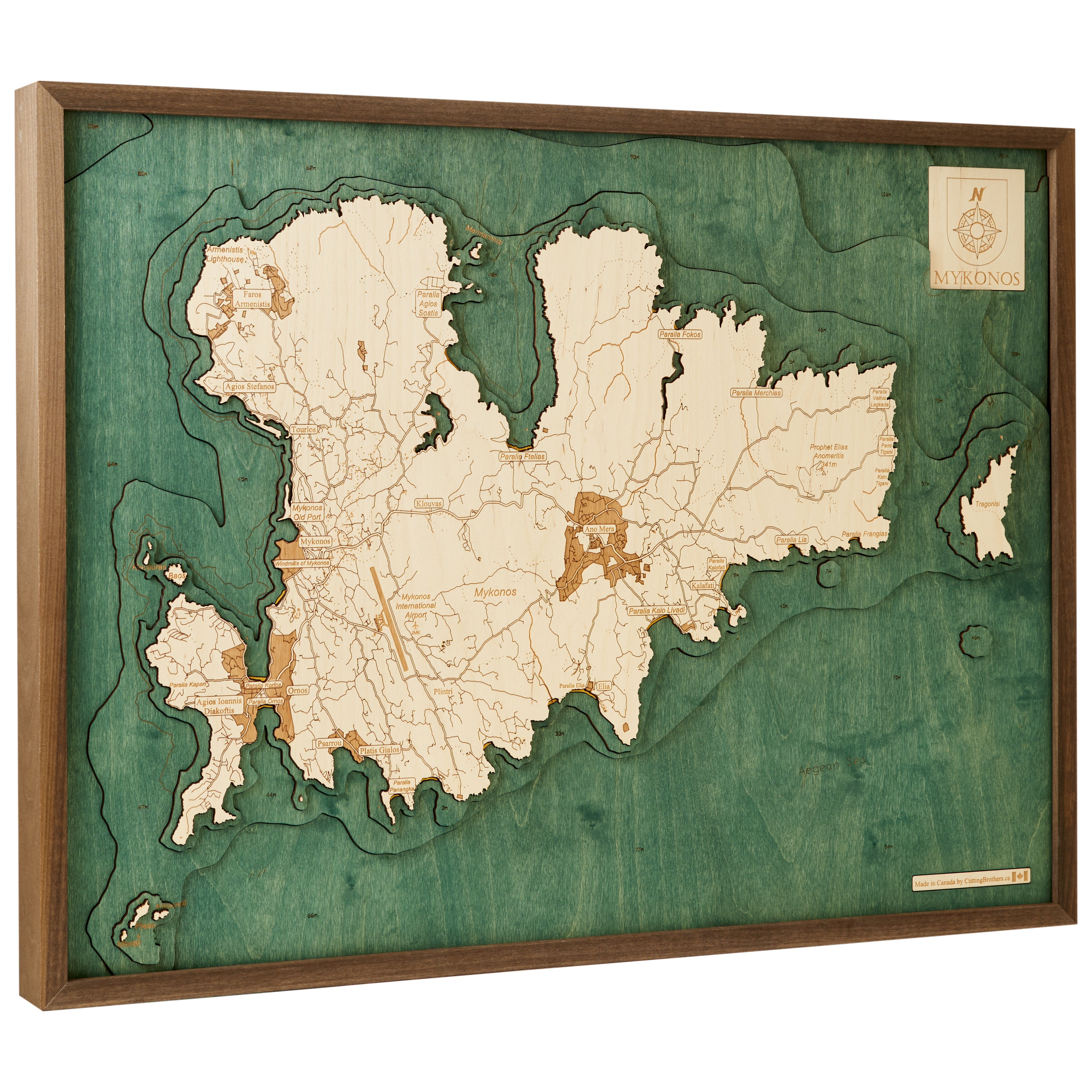 GREECE 3D Wooden Wall Map - Version L 