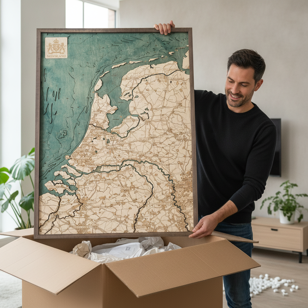NIEDERLANDE 3D Holz Wandkarte - Version L