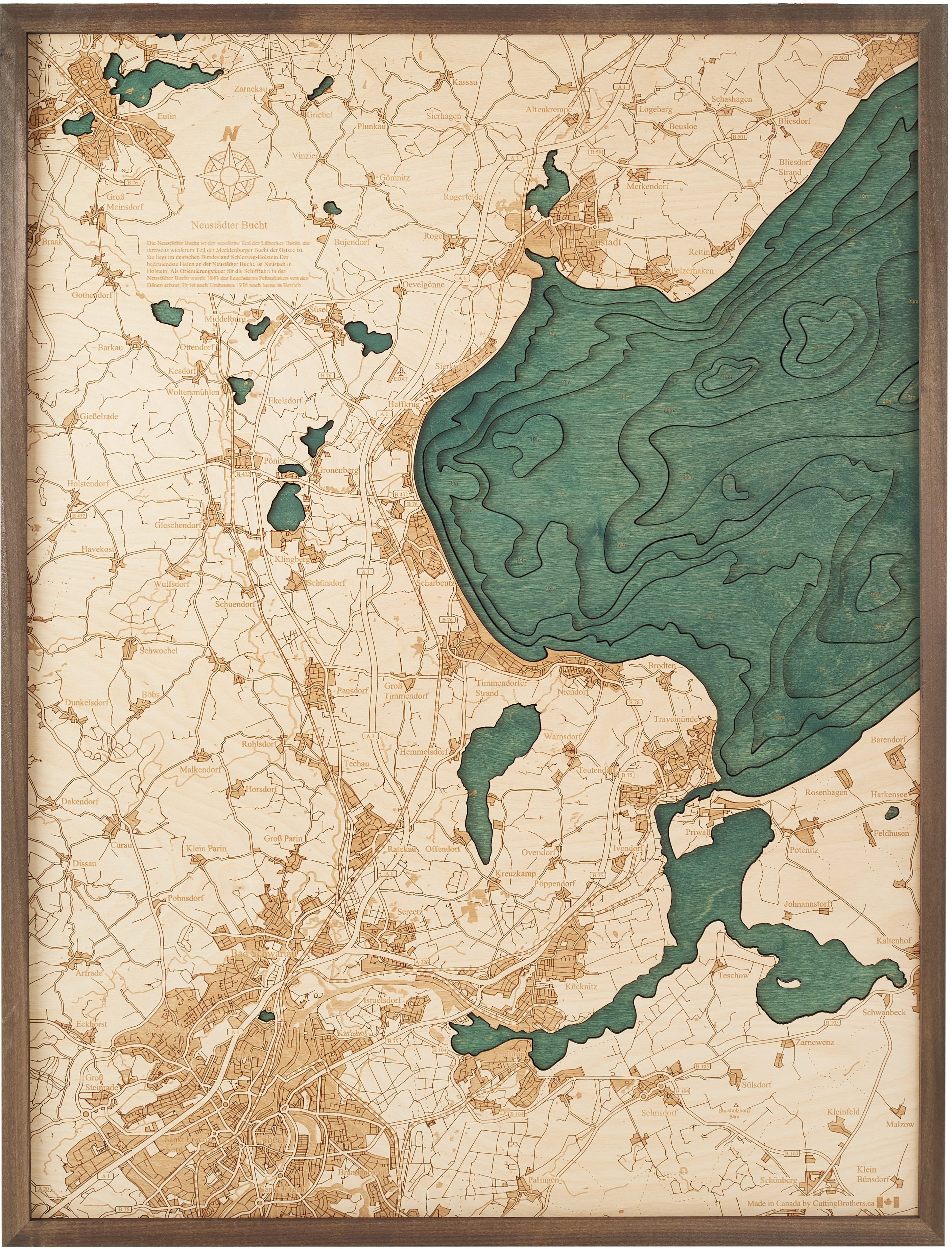 BAY OF NEUSTADT 3D wooden wall map - version L 