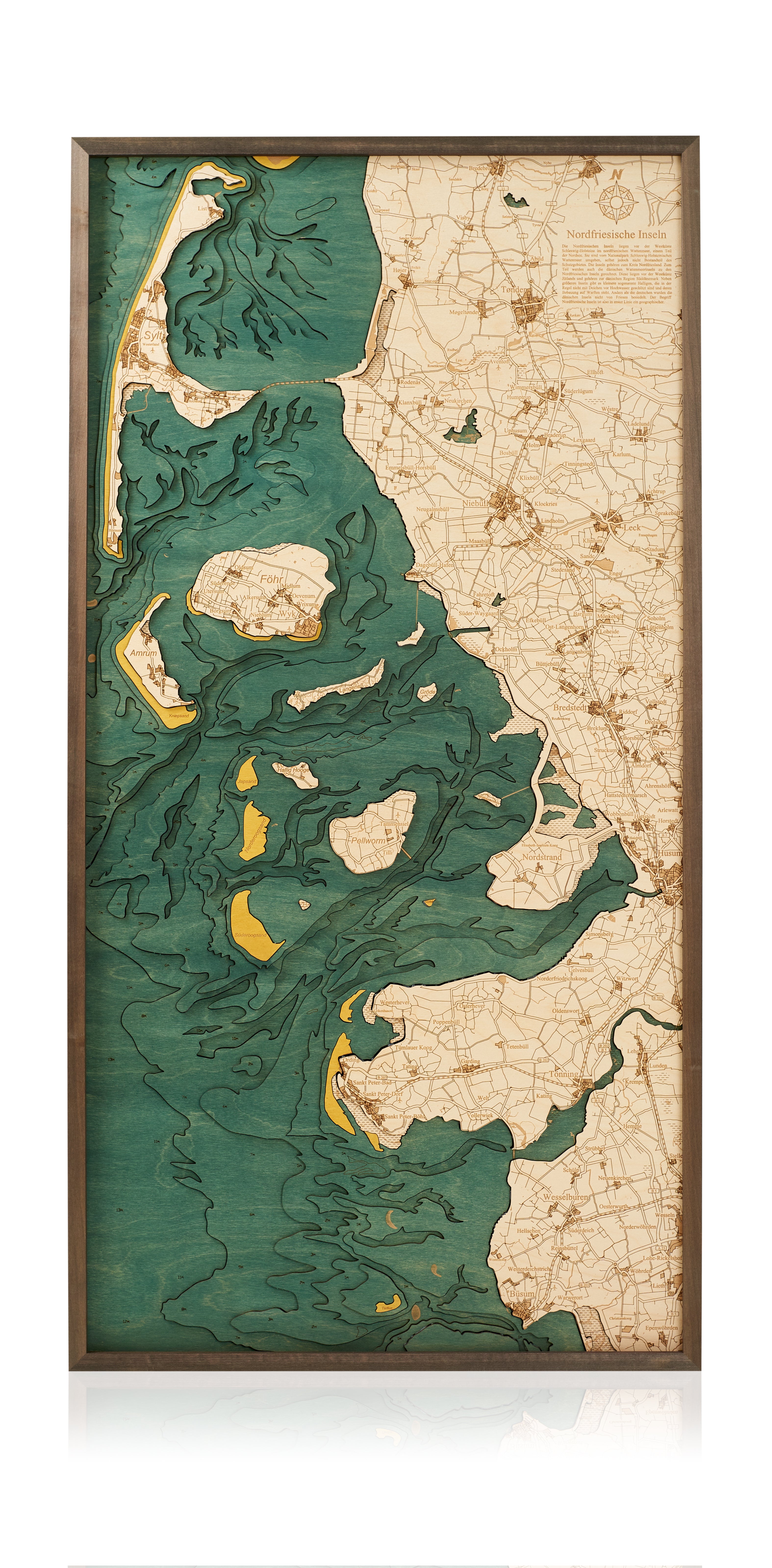 NORTH FRIESIAN ISLANDS 3D wooden wall map - version XL 